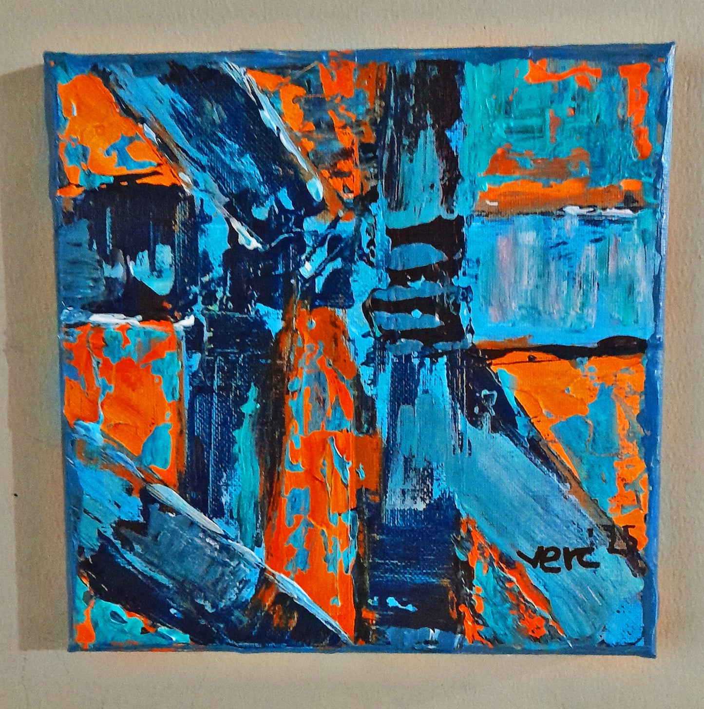 Set of 2 - Blue Abstract Contemporary Original Painting Textured Art By Vercmagnus