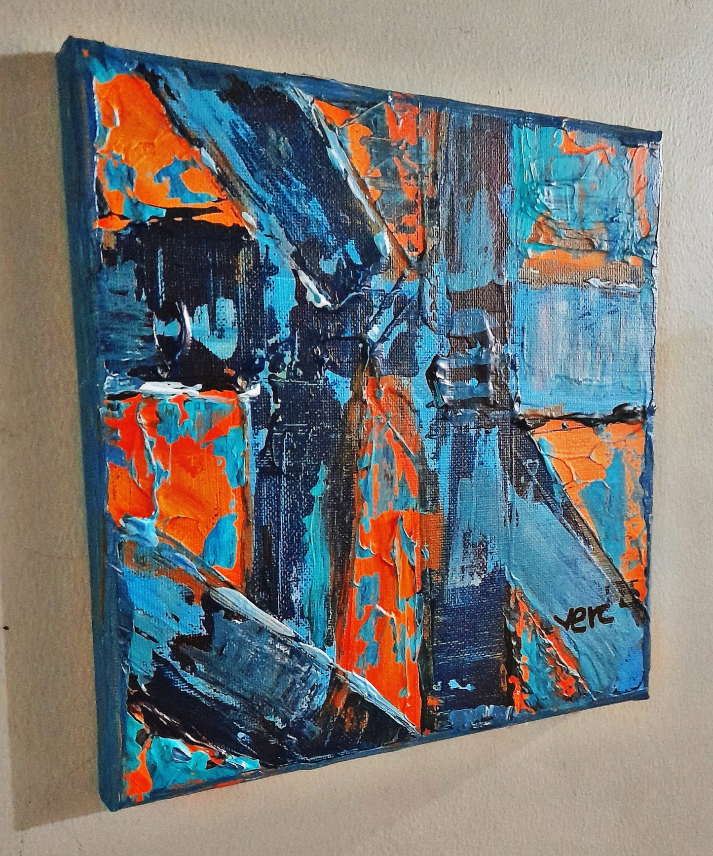 Set of 2 - Blue Abstract Contemporary Original Painting Textured Art By Vercmagnus