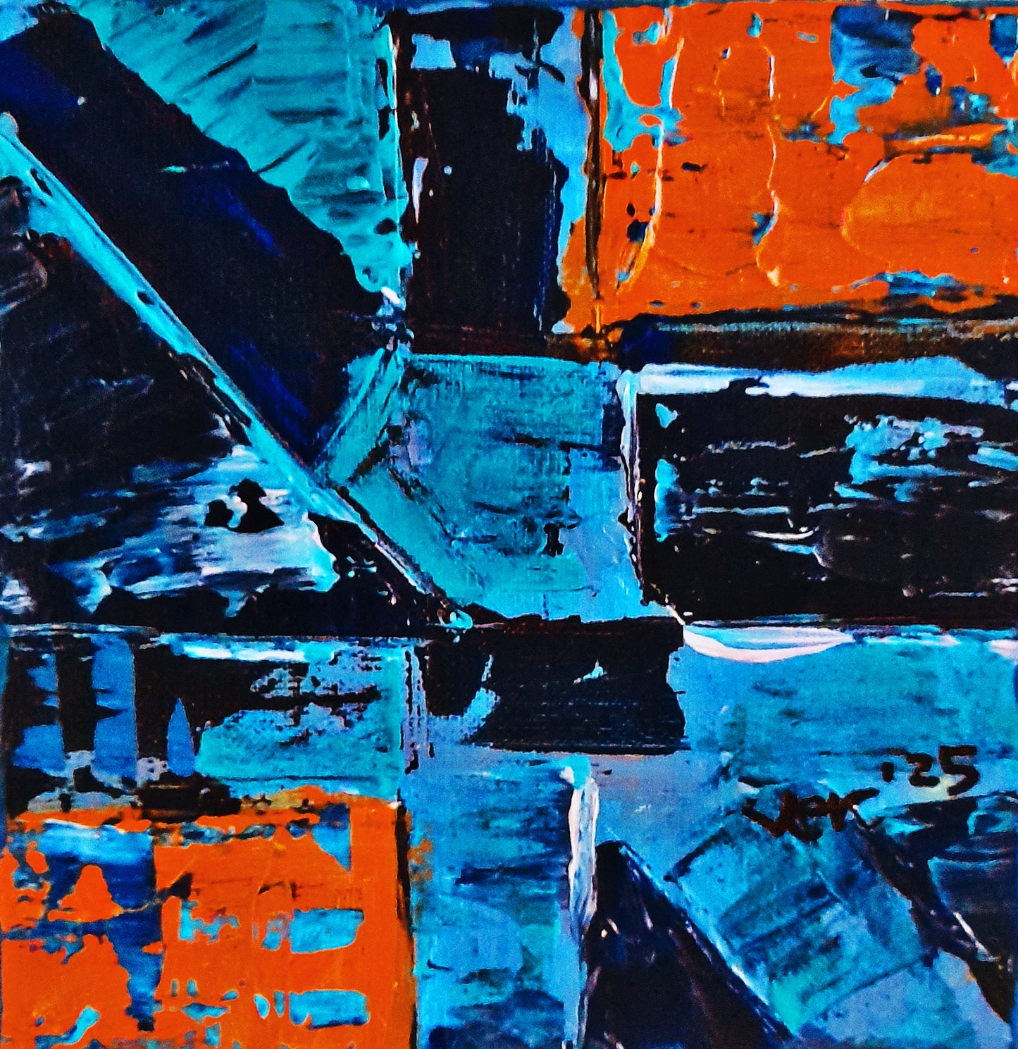 Set of 2 - Blue Abstract Contemporary Original Painting Textured Art By Vercmagnus