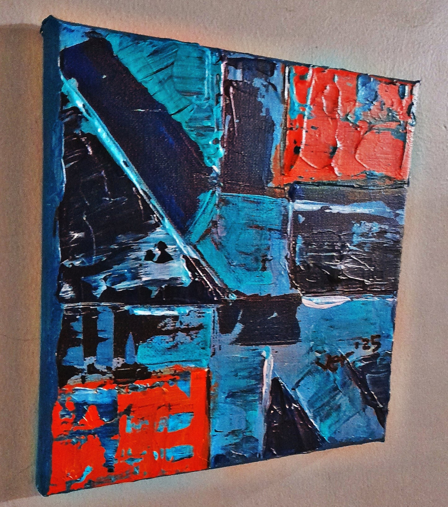 Set of 2 - Blue Abstract Contemporary Original Painting Textured Art By Vercmagnus