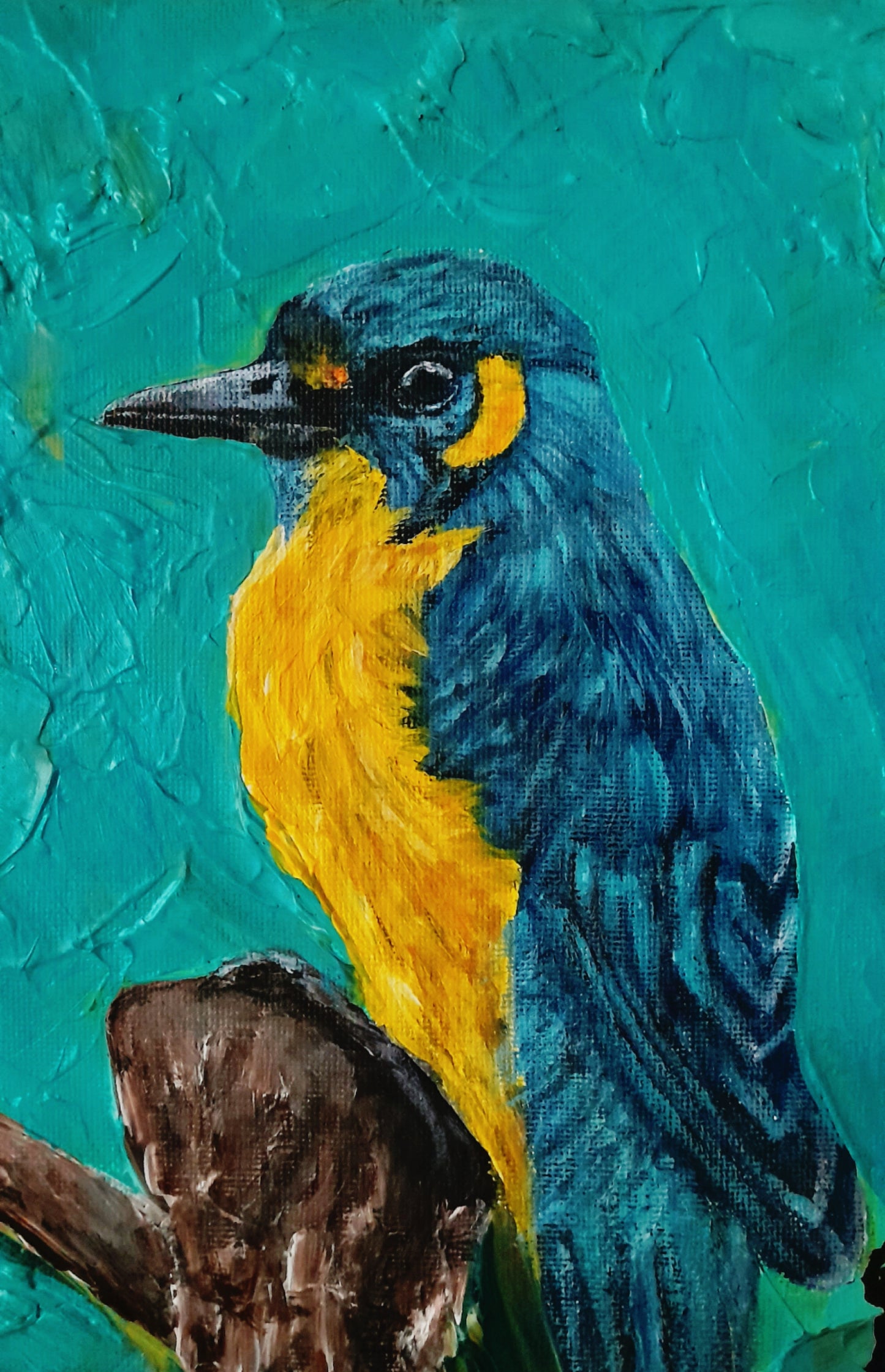 Bird Painting Original Art by QN - Textured Artwork