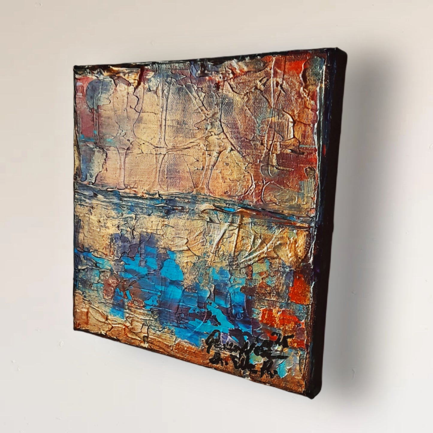 Set of 2 - Rustic Colorful Abstract Original Painting By QN