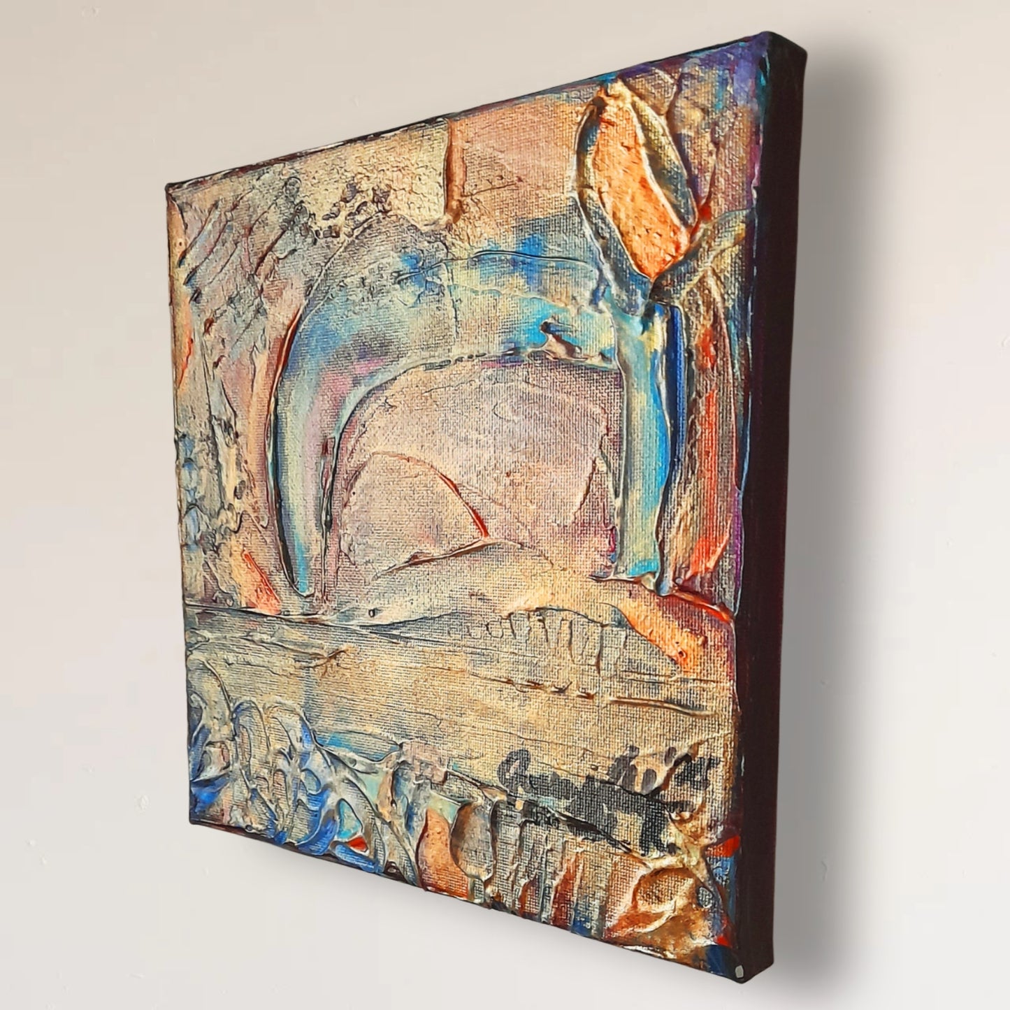 Set of 2 - Rustic Colorful Abstract Original Painting By QN