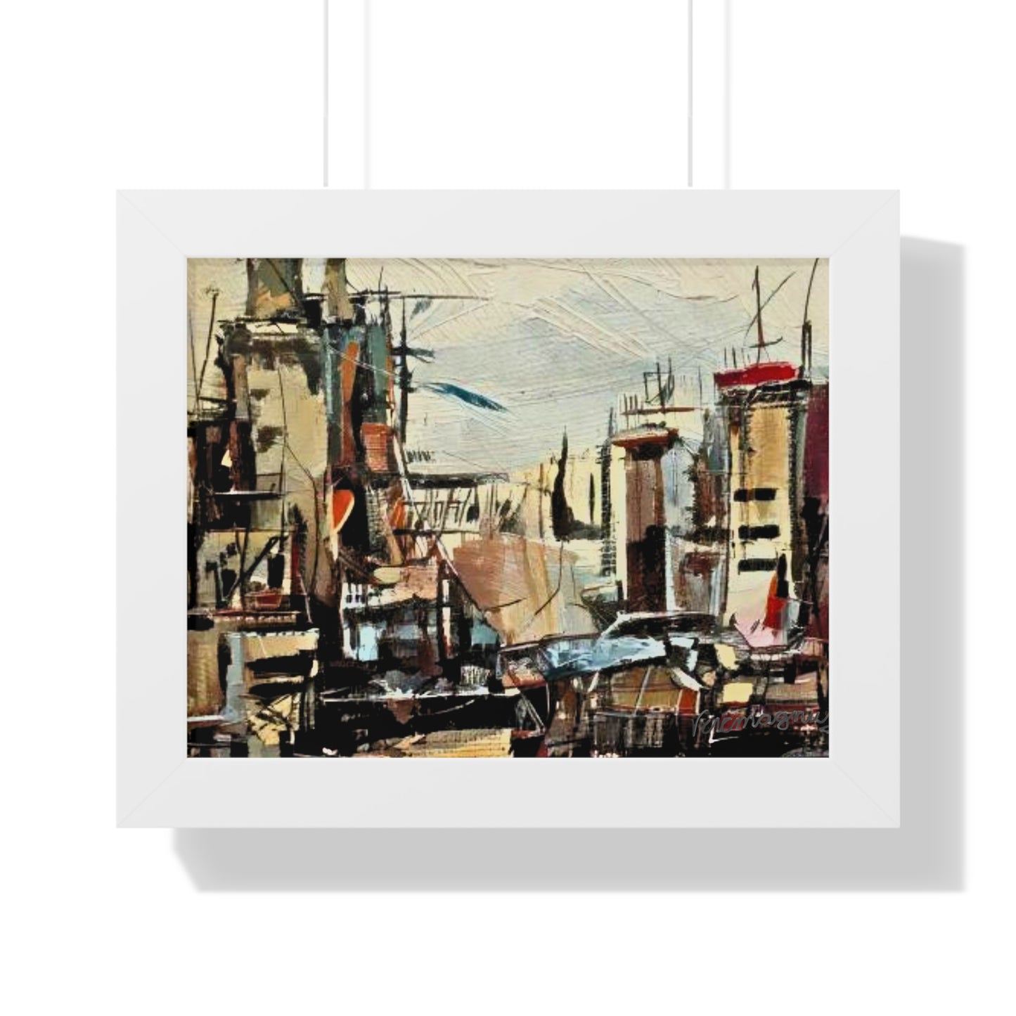 Urban Landscape Framed Horizontal Poster, Modern Art Print By Vercmagnus