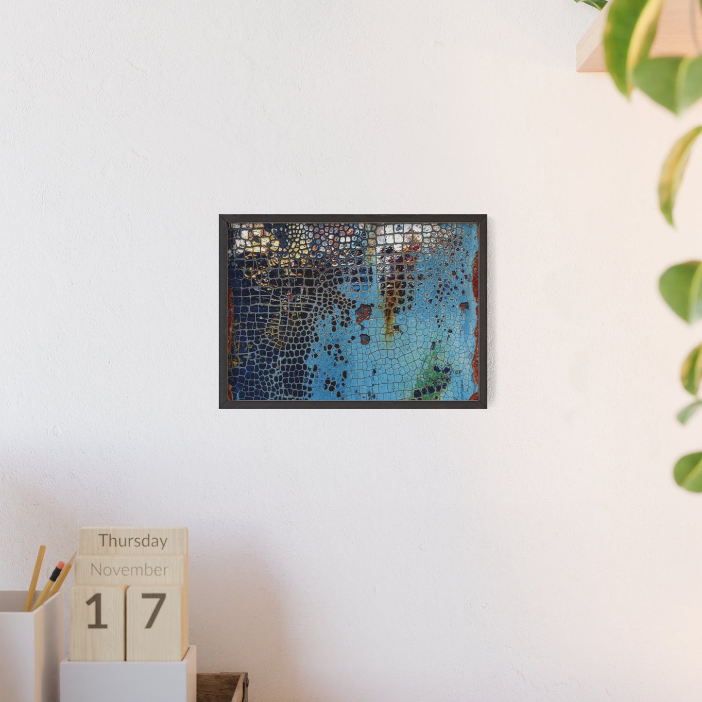 Poster with frame - Blue Cracking Crocodile Texture by QueenNoble