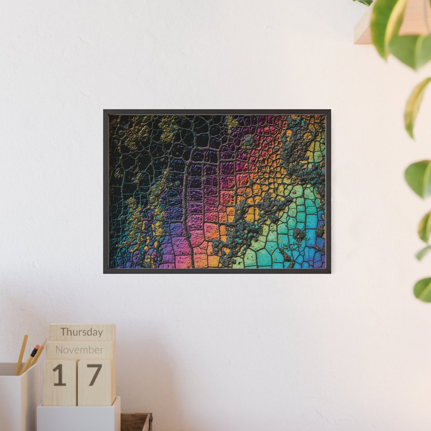 Rainbow Textured Art Poster with Wooden Frame Wall Art By QueenNoble
