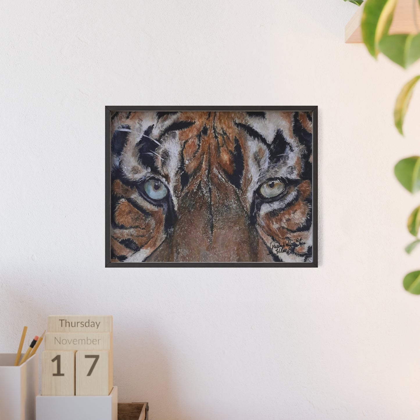 Majestic Tiger Poster with Wooden Frame, Animal Wall Art By QueenNoble