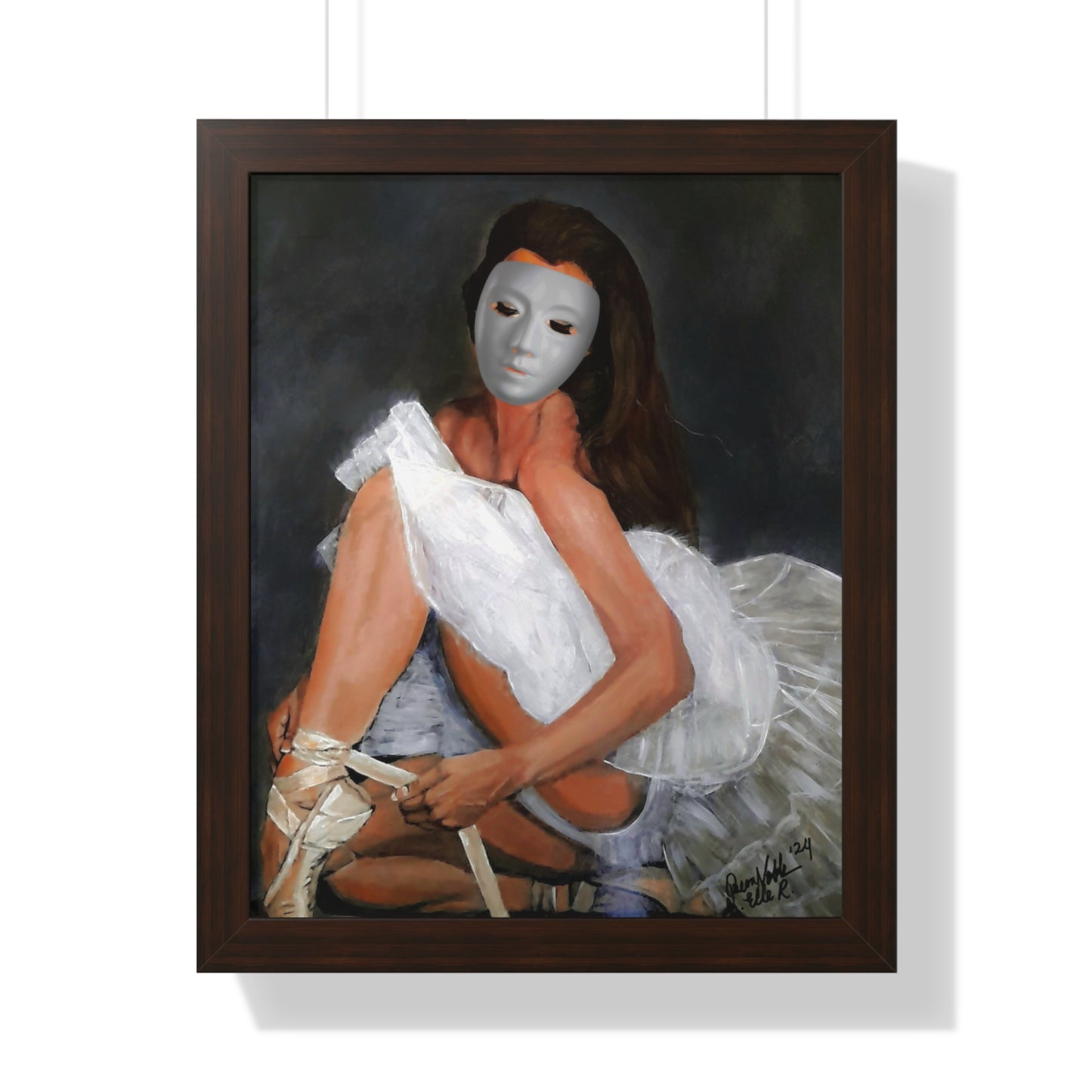 Ballerina With A Mask Wall Print Framed Vertical Poster By QueenNoble