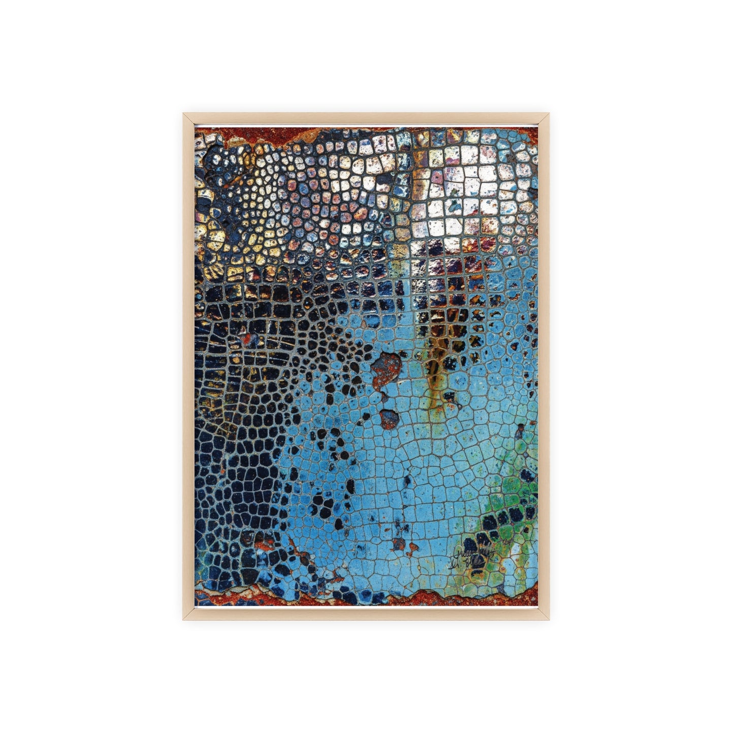 Poster with frame - Blue Cracking Crocodile Texture by QueenNoble
