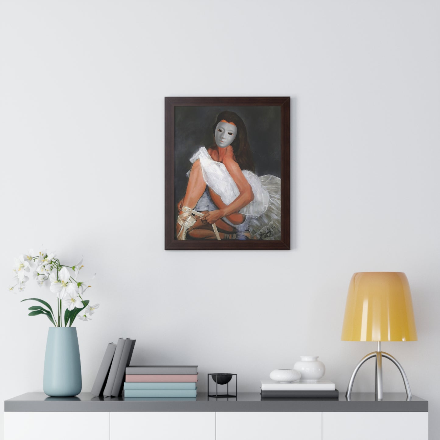 Ballerina With A Mask Wall Print Framed Vertical Poster By QueenNoble