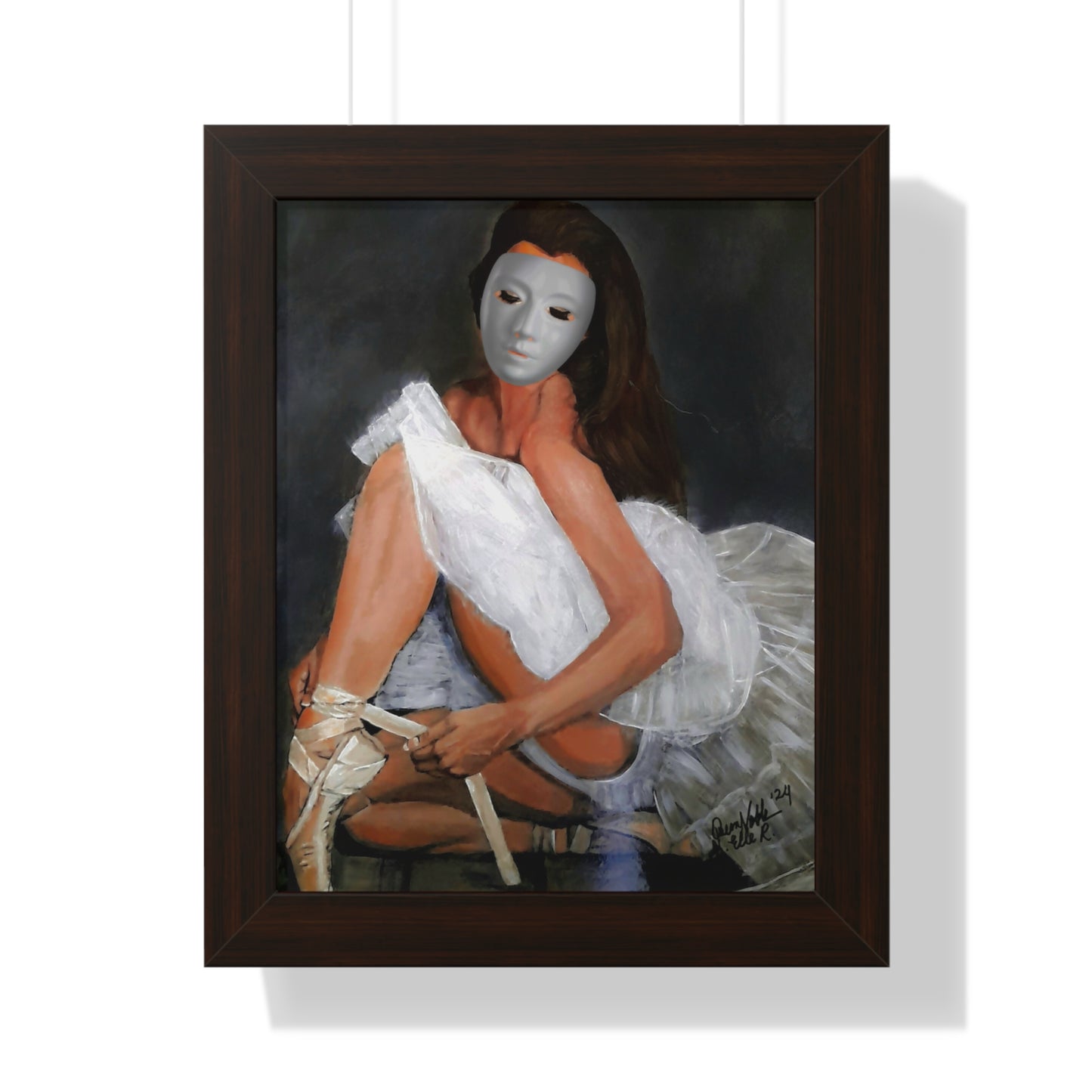 Ballerina With A Mask Wall Print Framed Vertical Poster By QueenNoble