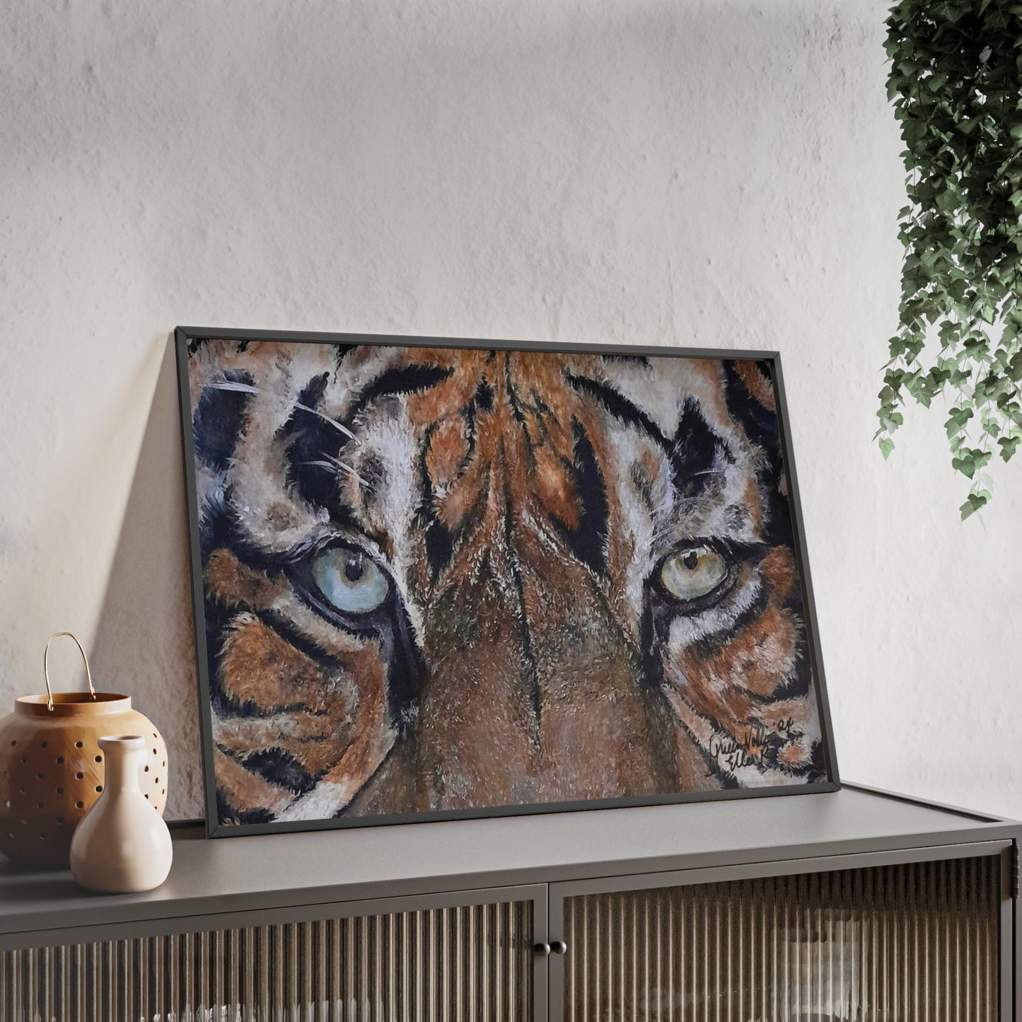 Majestic Tiger Poster with Wooden Frame, Animal Wall Art By QueenNoble