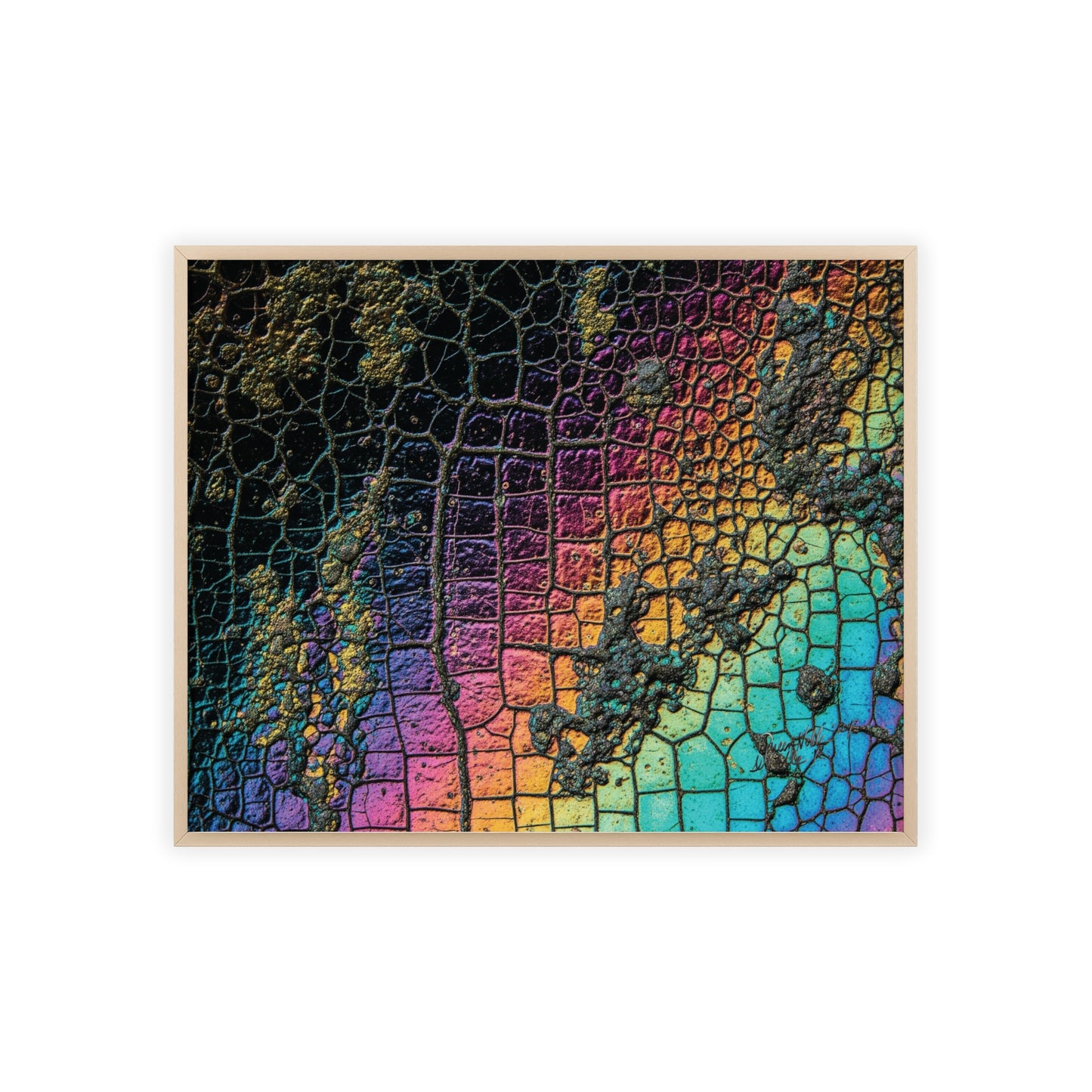 Rainbow Textured Art Poster with Wooden Frame Wall Art By QueenNoble