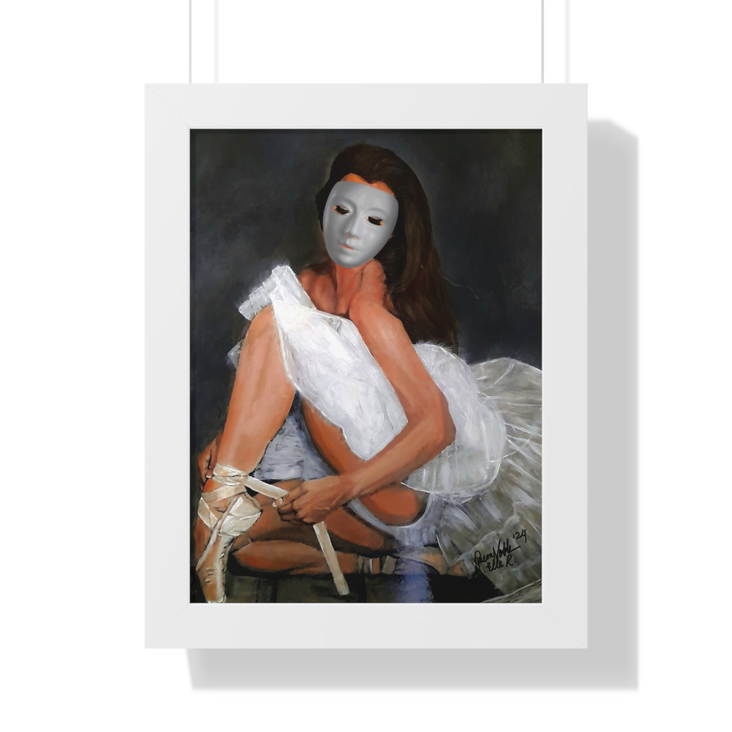 Ballerina With A Mask Wall Print Framed Vertical Poster By QueenNoble