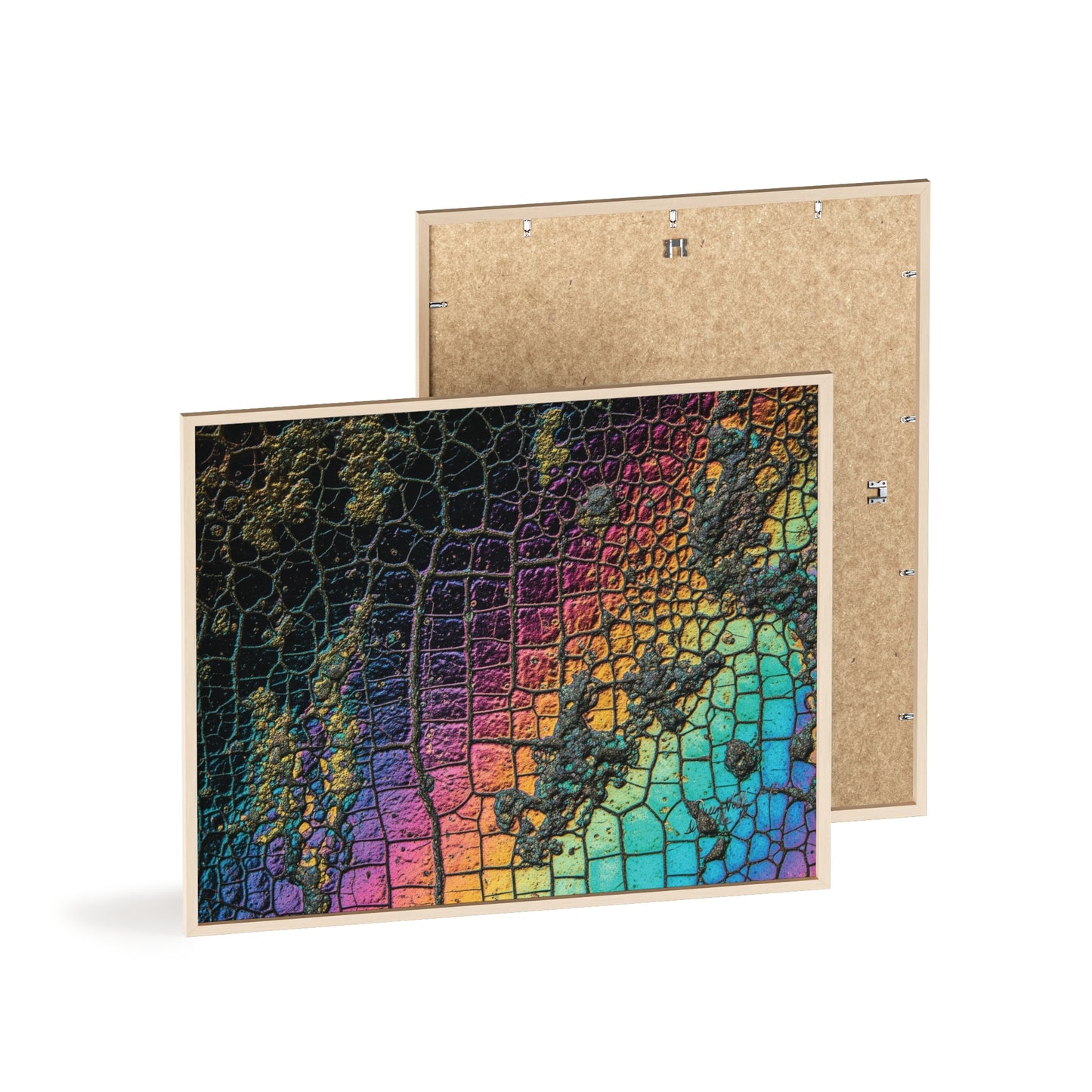 Rainbow Textured Art Poster with Wooden Frame Wall Art By QueenNoble