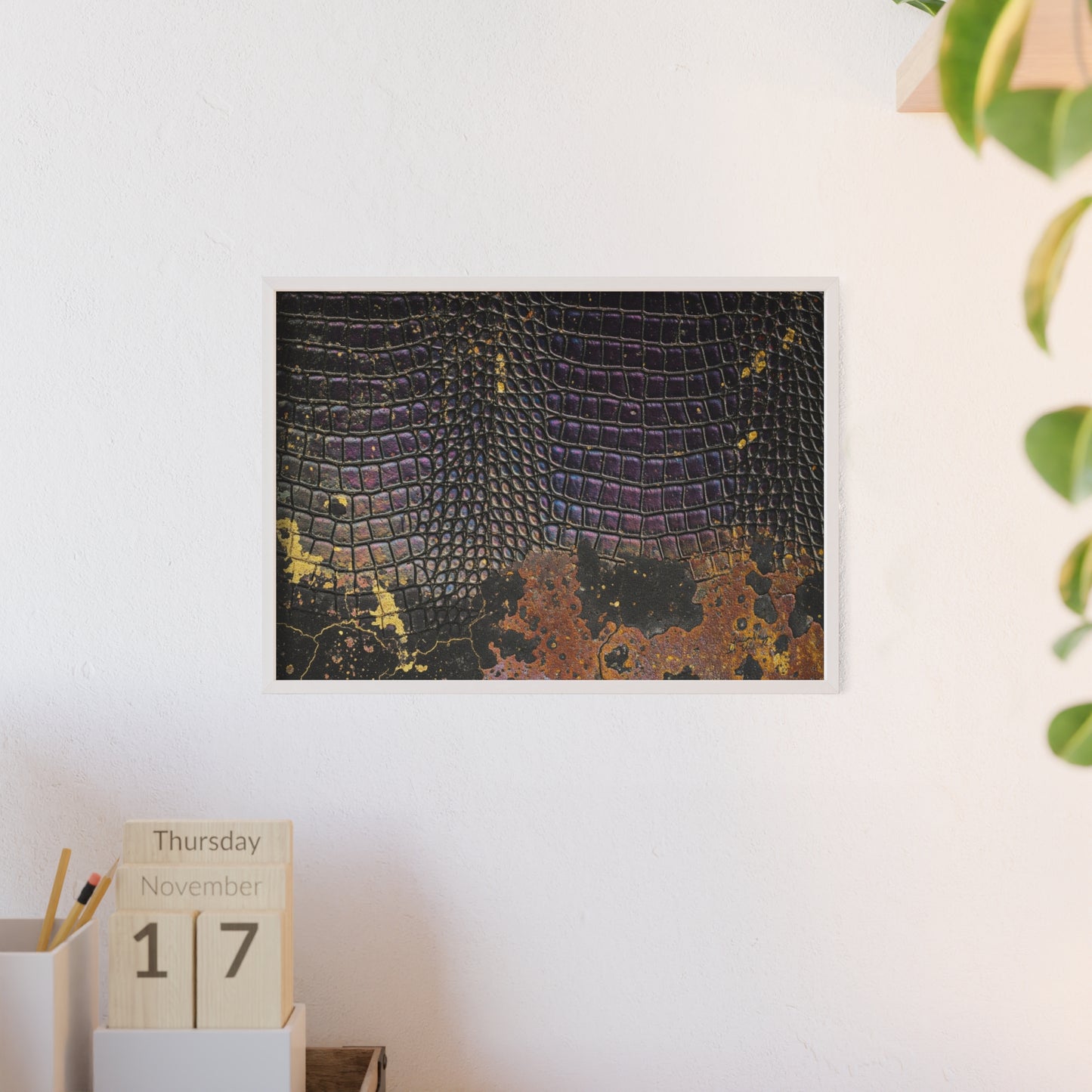 Purple Golden Crocodile Framed Poster Wall Art By QueenNoble