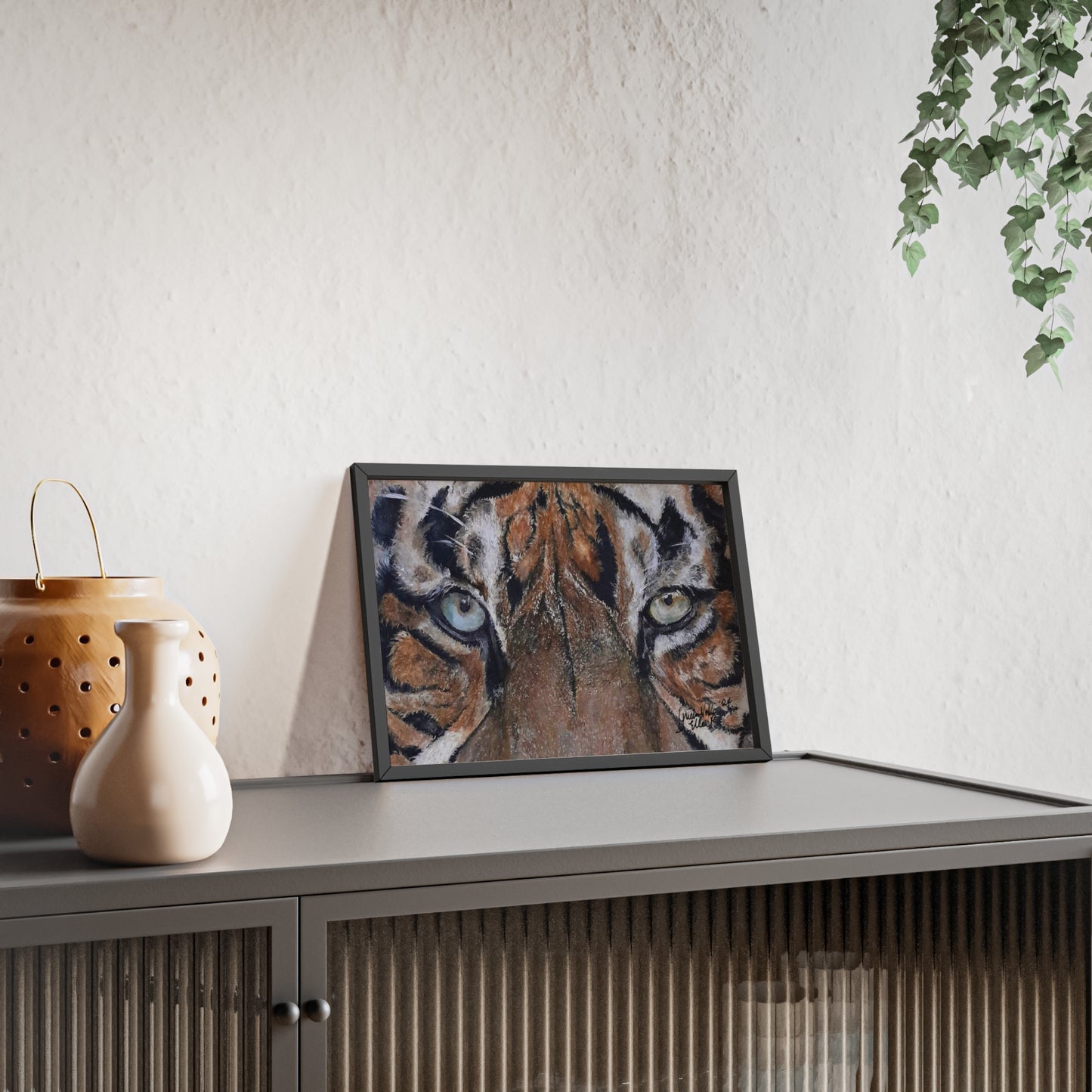 Majestic Tiger Poster with Wooden Frame, Animal Wall Art By QueenNoble