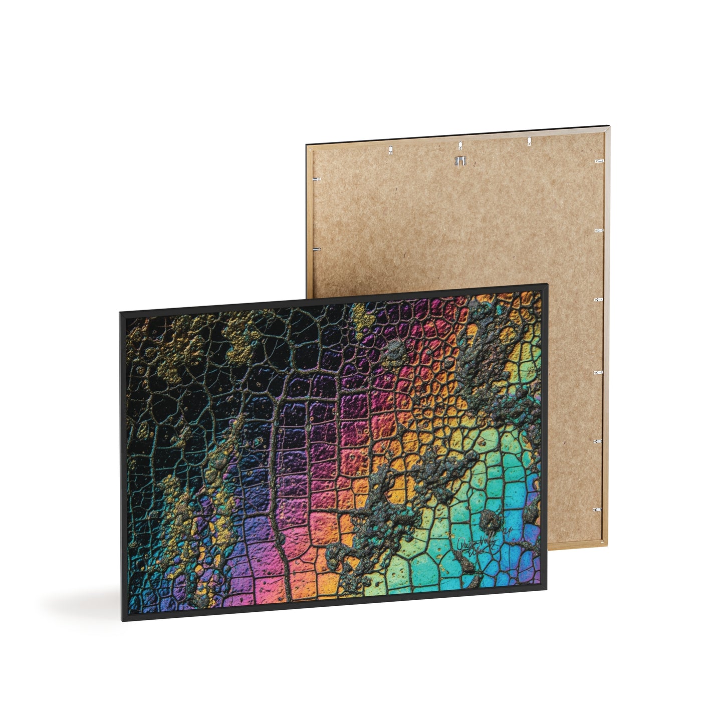 Rainbow Textured Art Poster with Wooden Frame Wall Art By QueenNoble
