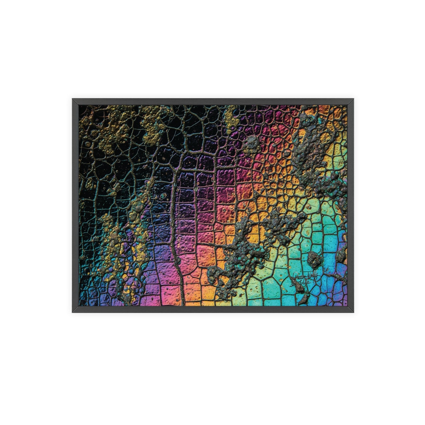 Rainbow Textured Art Poster with Wooden Frame Wall Art By QueenNoble