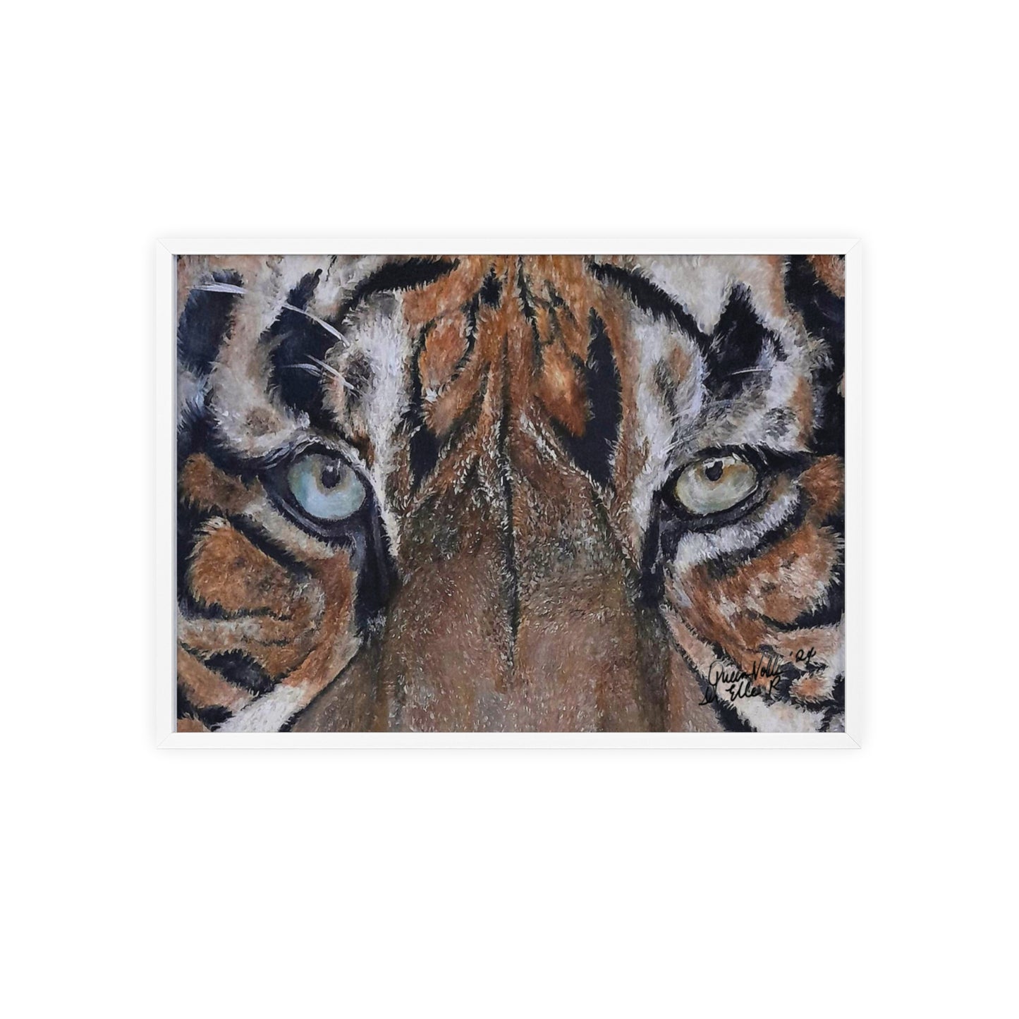 Majestic Tiger Poster with Wooden Frame, Animal Wall Art By QueenNoble