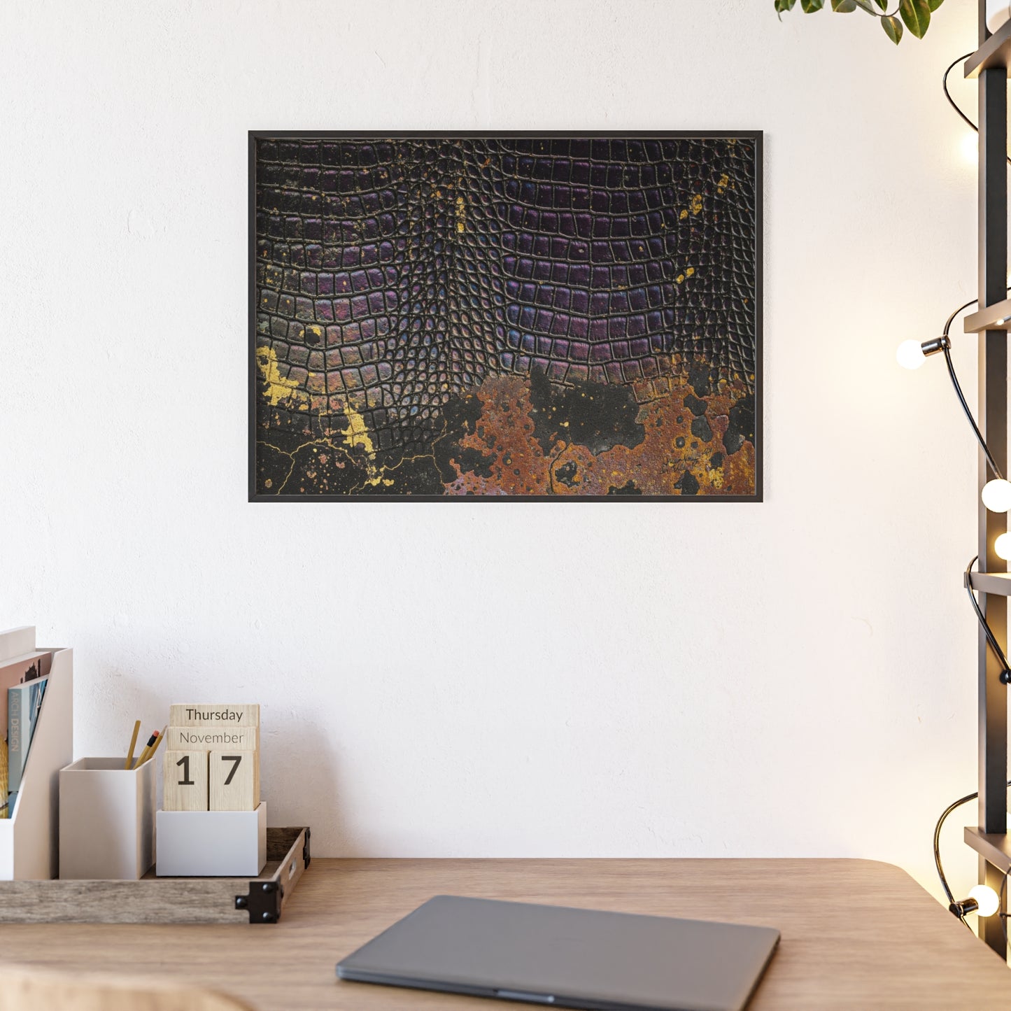 Purple Golden Crocodile Framed Poster Wall Art By QueenNoble