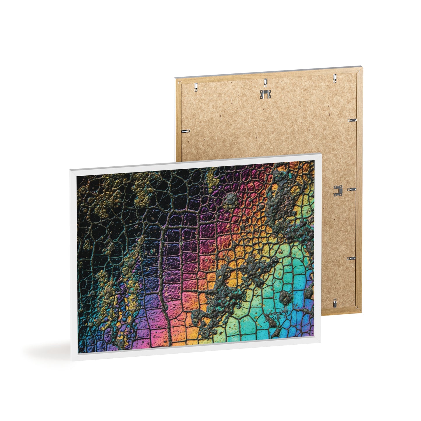 Rainbow Textured Art Poster with Wooden Frame Wall Art By QueenNoble
