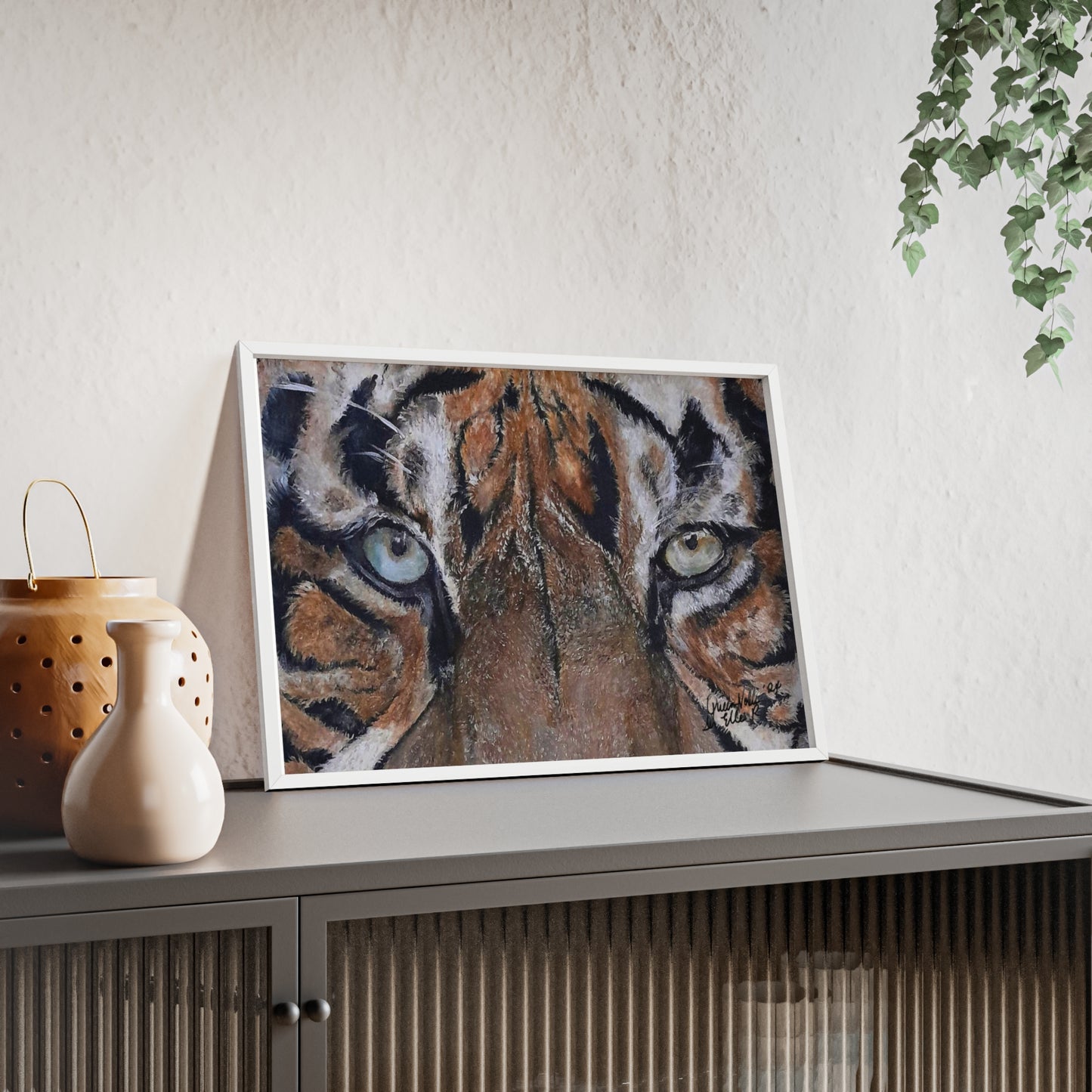 Majestic Tiger Poster with Wooden Frame, Animal Wall Art By QueenNoble