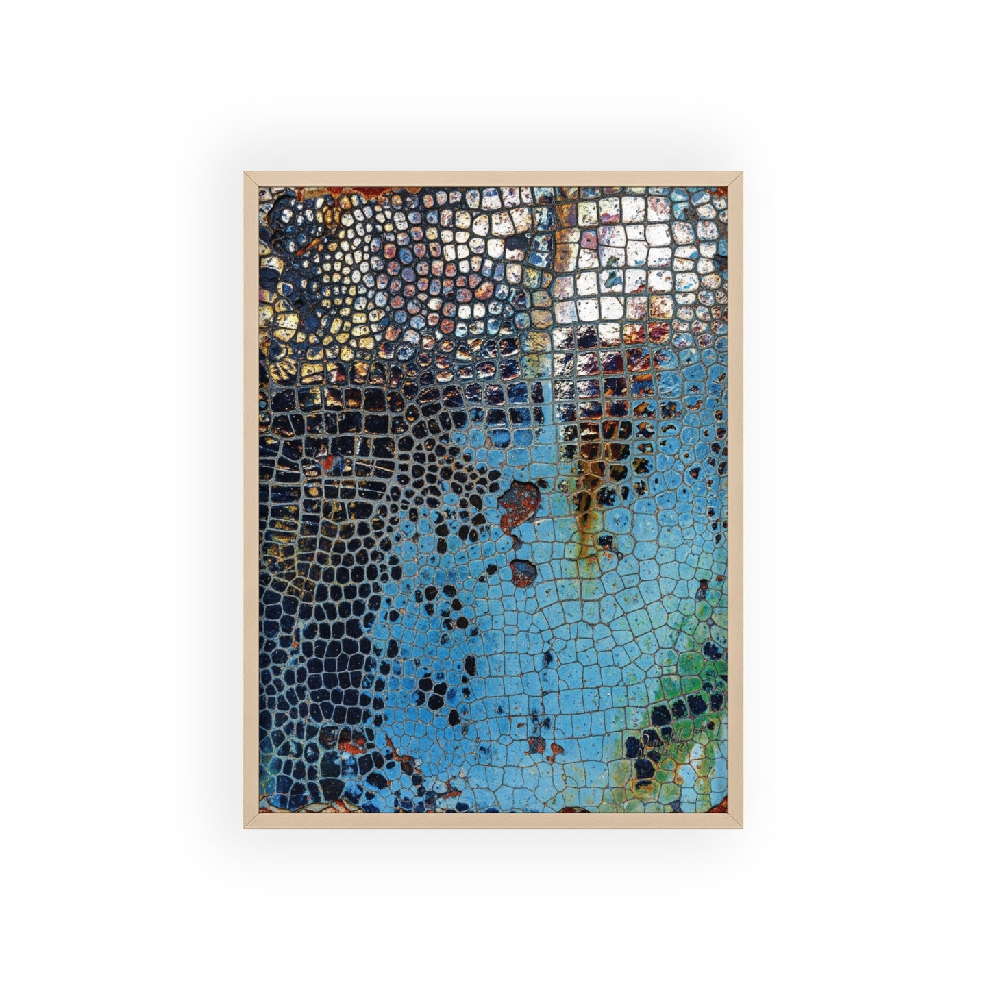 Poster with frame - Blue Cracking Crocodile Texture by QueenNoble