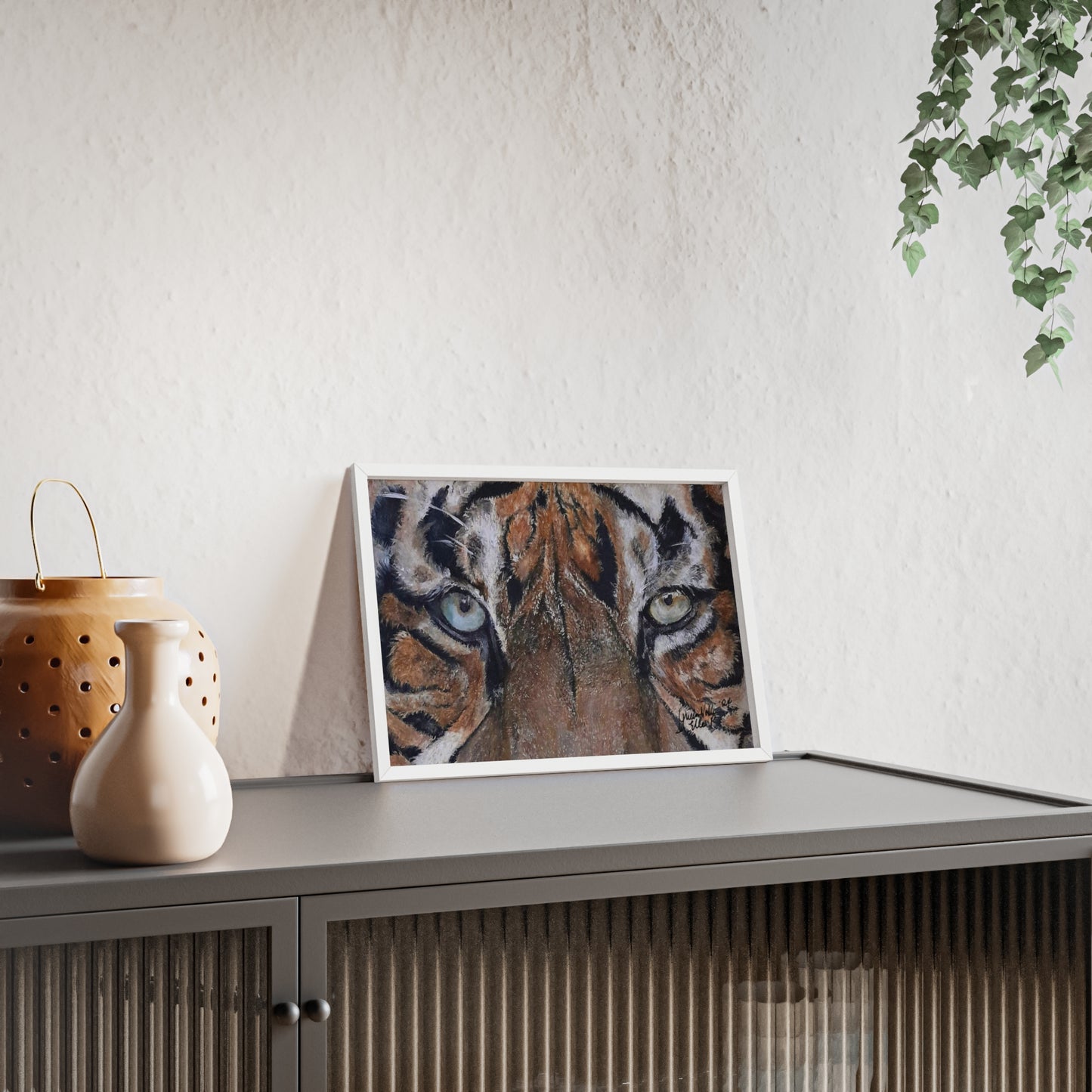 Majestic Tiger Poster with Wooden Frame, Animal Wall Art By QueenNoble