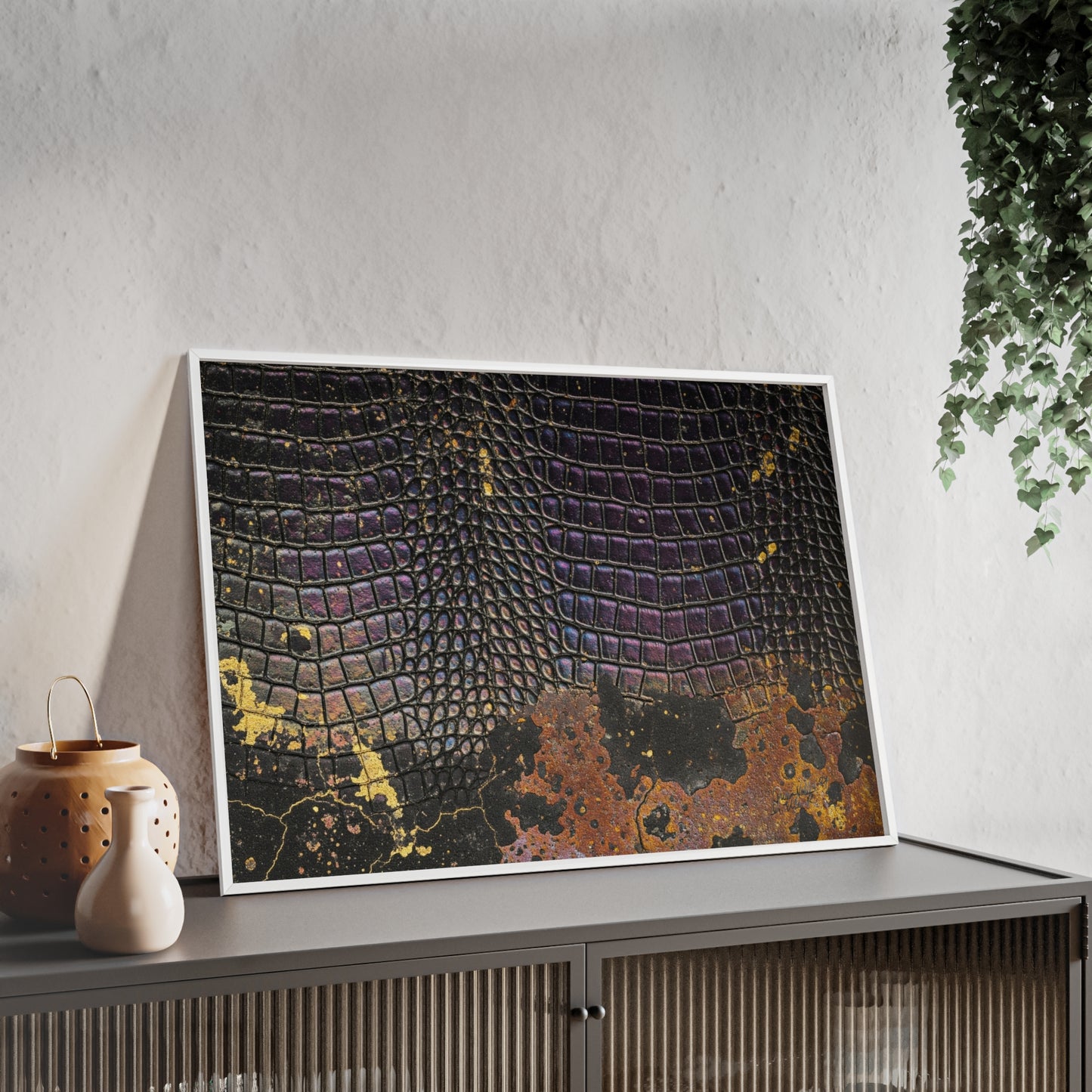 Purple Golden Crocodile Framed Poster Wall Art By QueenNoble