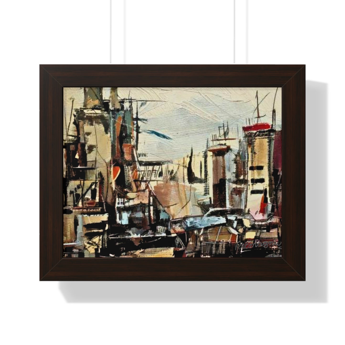 Urban Landscape Framed Horizontal Poster, Modern Art Print By Vercmagnus