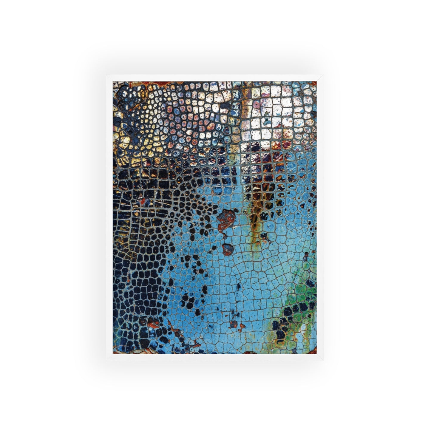 Poster with frame - Blue Cracking Crocodile Texture by QueenNoble