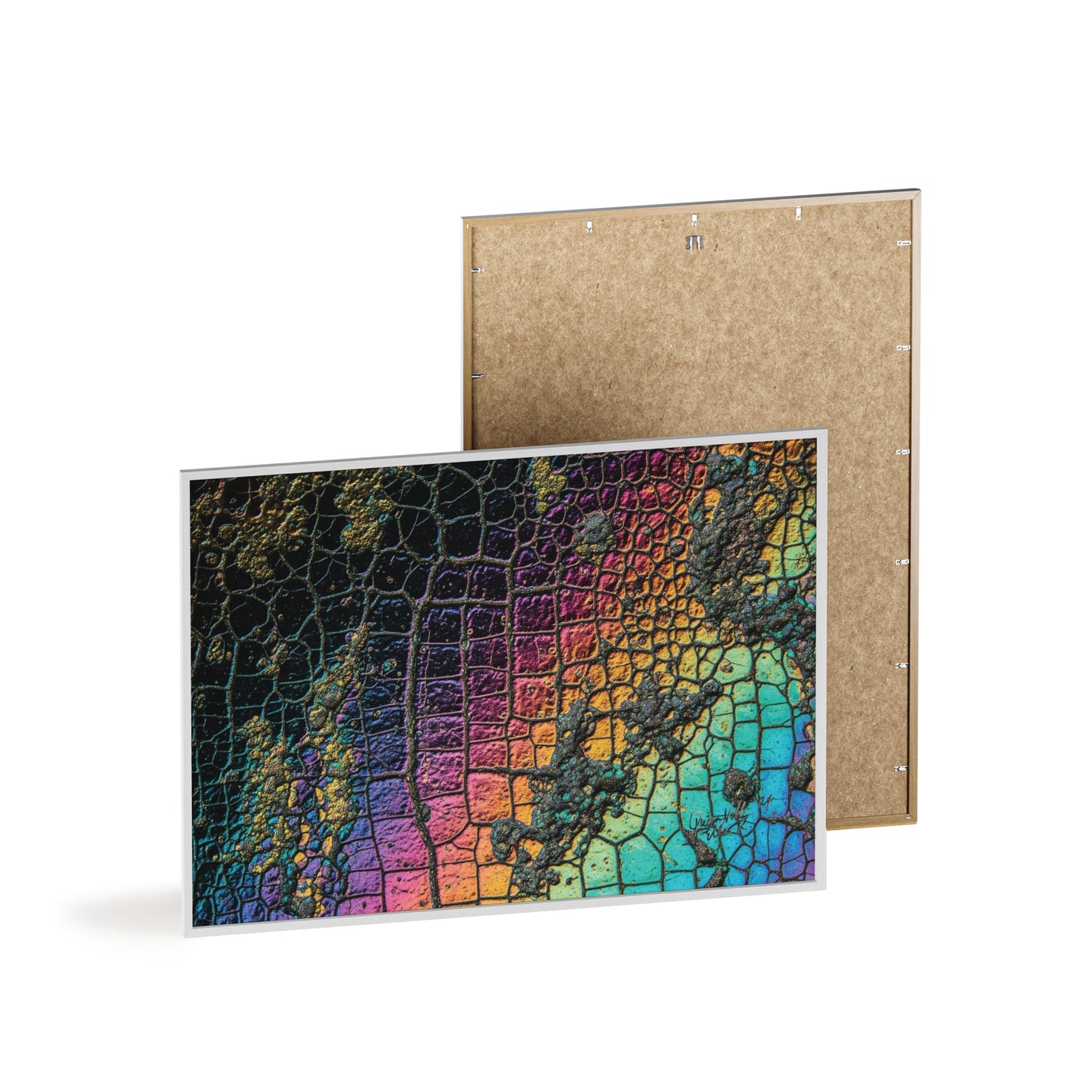 Rainbow Textured Art Poster with Wooden Frame Wall Art By QueenNoble