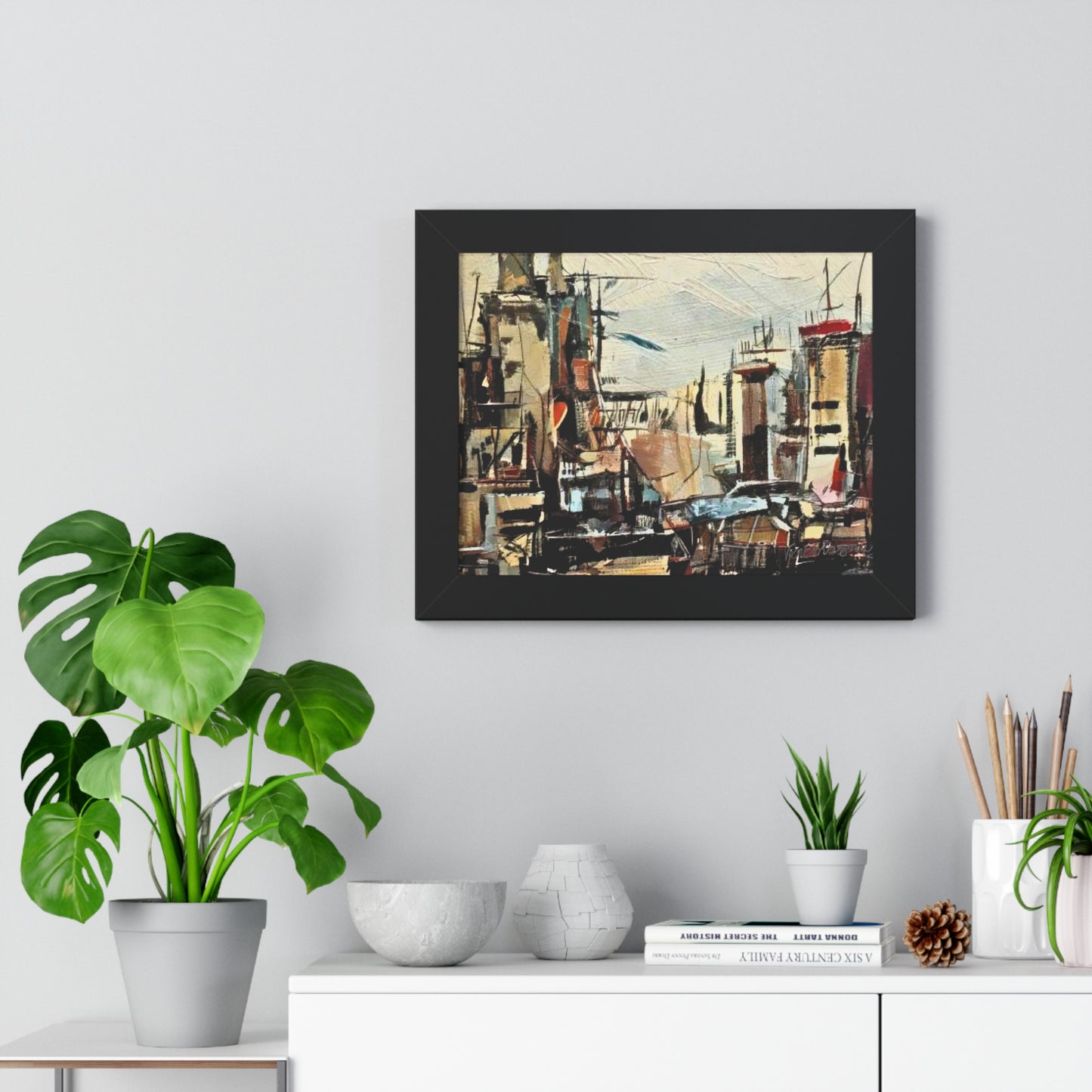Urban Landscape Framed Horizontal Poster, Modern Art Print By Vercmagnus