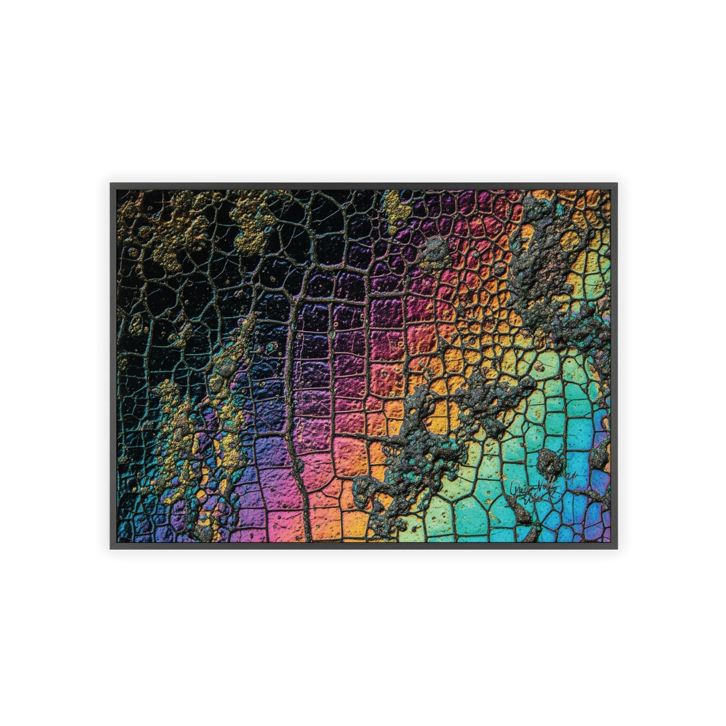 Rainbow Textured Art Poster with Wooden Frame Wall Art By QueenNoble