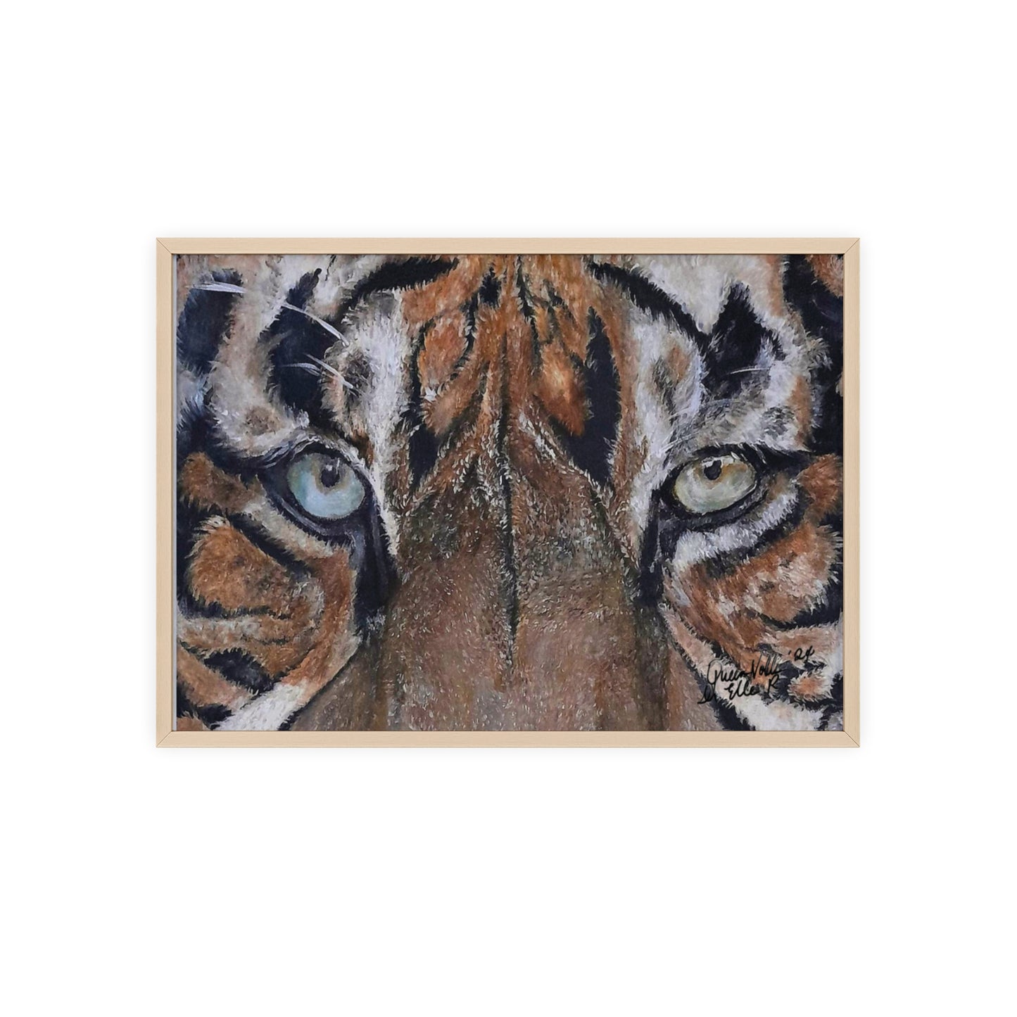Majestic Tiger Poster with Wooden Frame, Animal Wall Art By QueenNoble