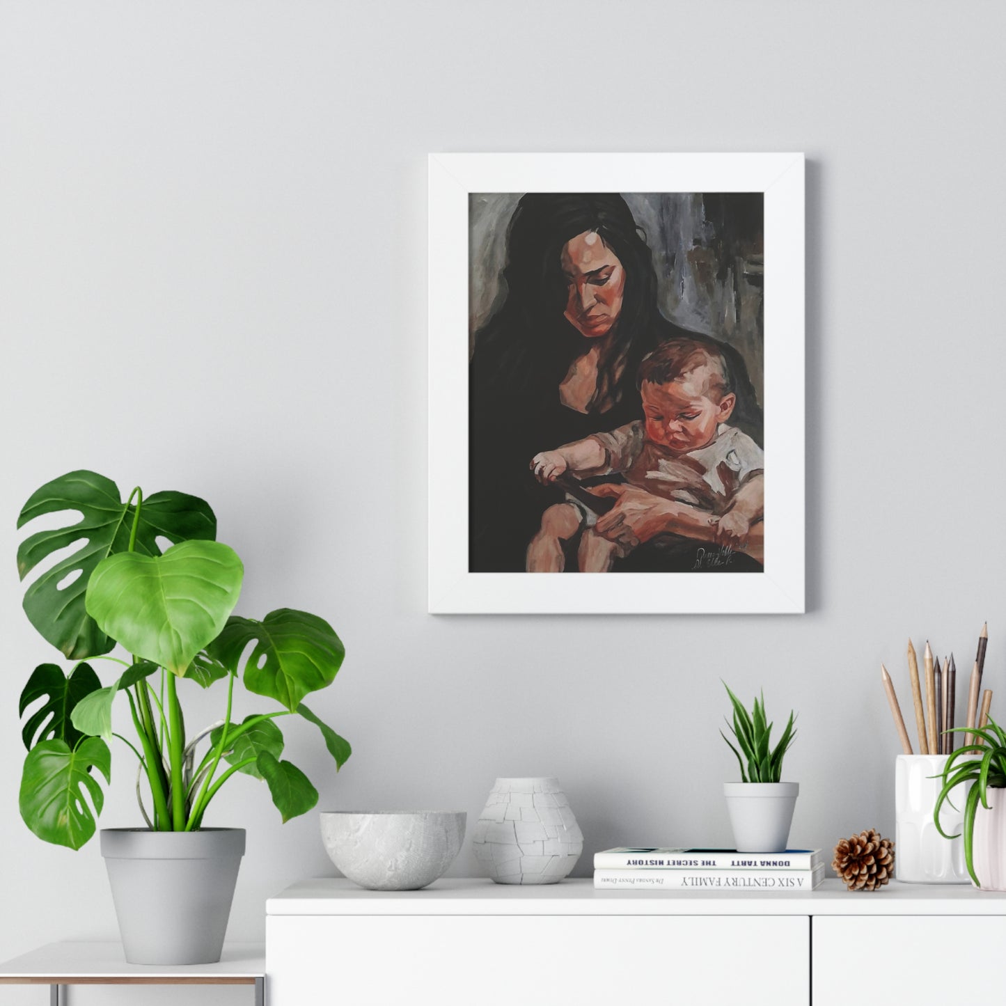 Mother And Child Vertical Framed Poster, Wall Art, Gift for Moms By QueenNoble