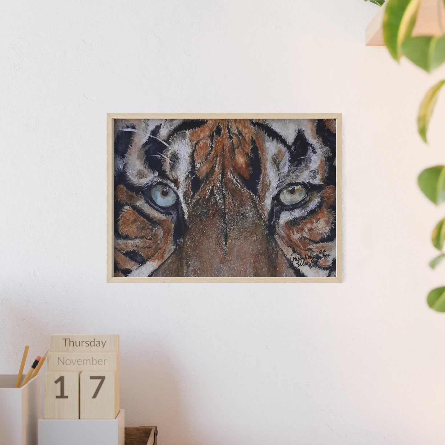 Majestic Tiger Poster with Wooden Frame, Animal Wall Art By QueenNoble