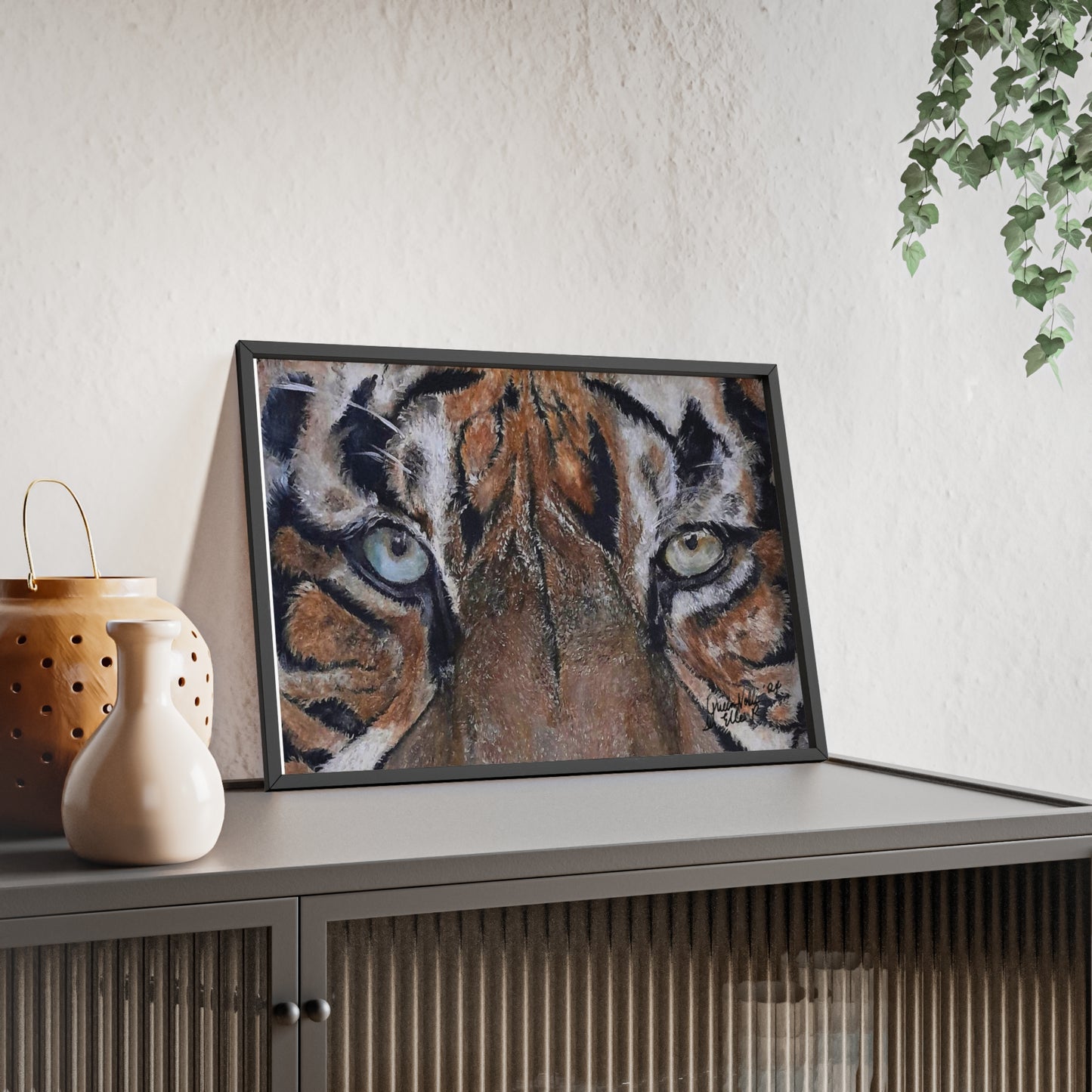Majestic Tiger Poster with Wooden Frame, Animal Wall Art By QueenNoble