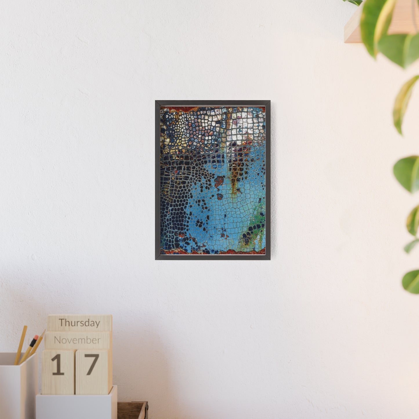 Poster with frame - Blue Cracking Crocodile Texture by QueenNoble