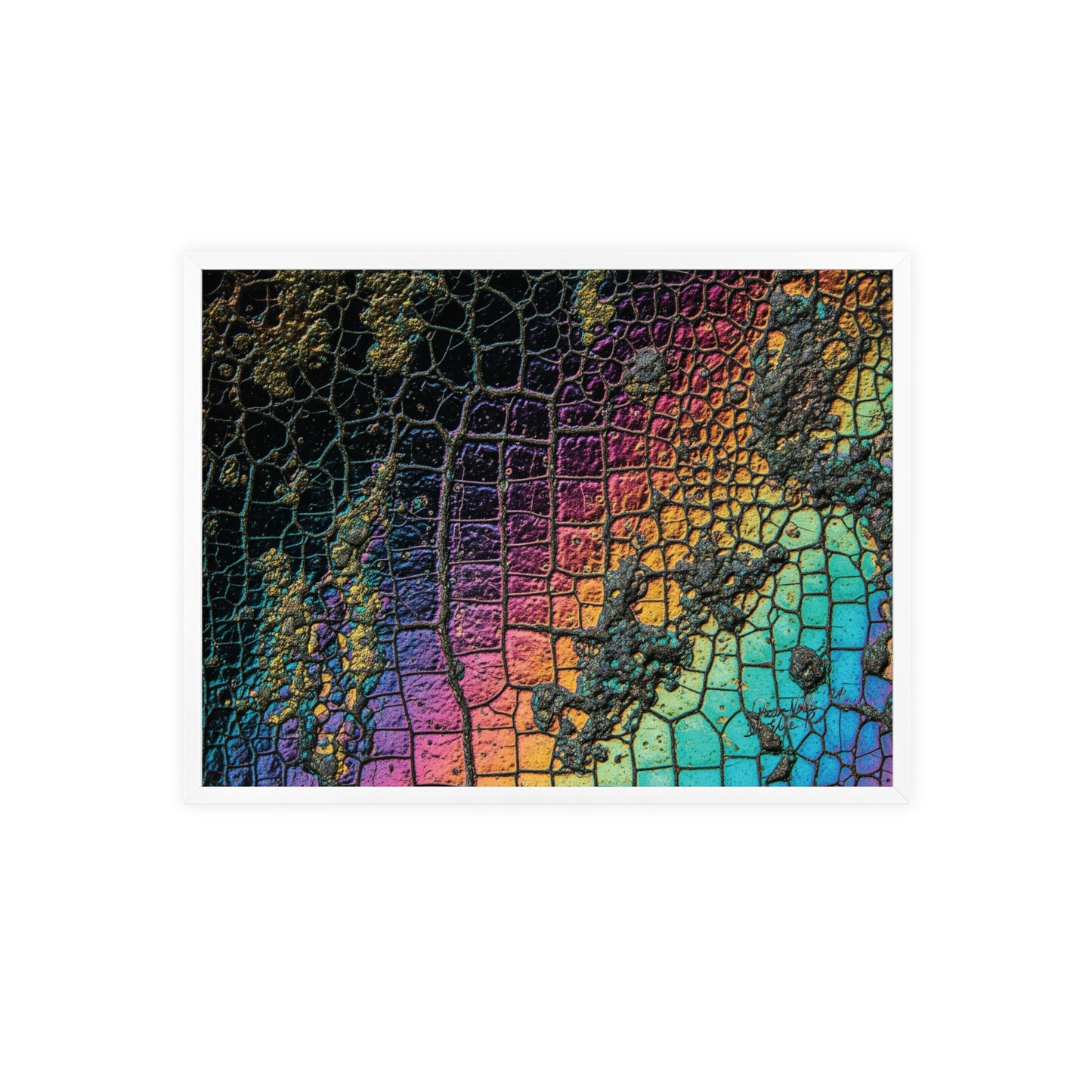 Rainbow Textured Art Poster with Wooden Frame Wall Art By QueenNoble