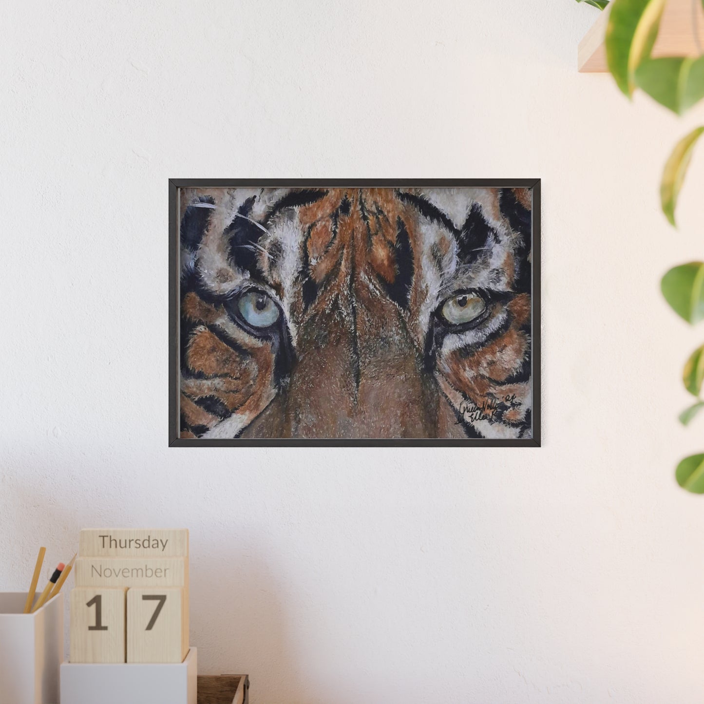 Majestic Tiger Poster with Wooden Frame, Animal Wall Art By QueenNoble