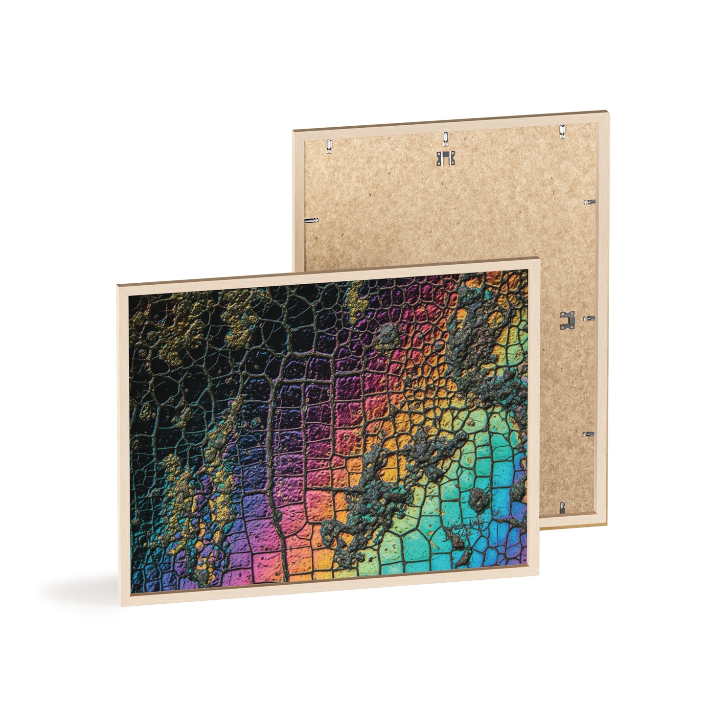 Rainbow Textured Art Poster with Wooden Frame Wall Art By QueenNoble