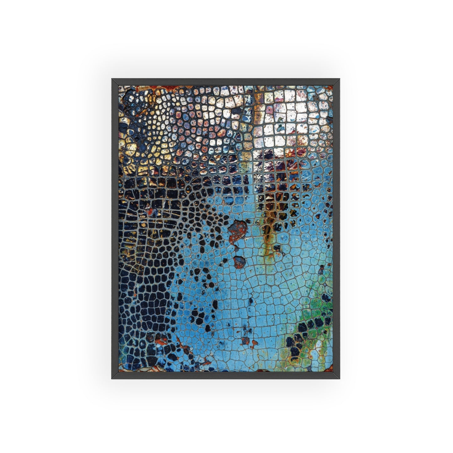 Poster with frame - Blue Cracking Crocodile Texture by QueenNoble
