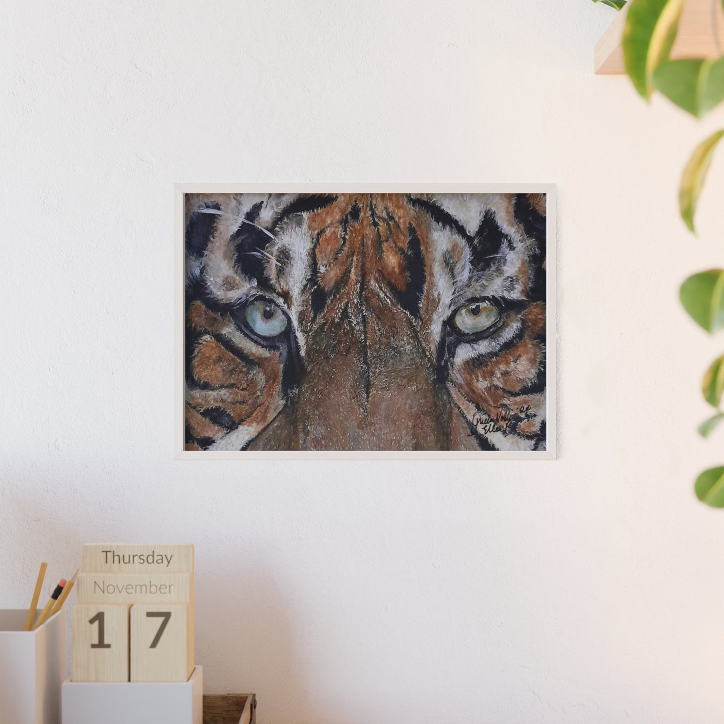 Majestic Tiger Poster with Wooden Frame, Animal Wall Art By QueenNoble