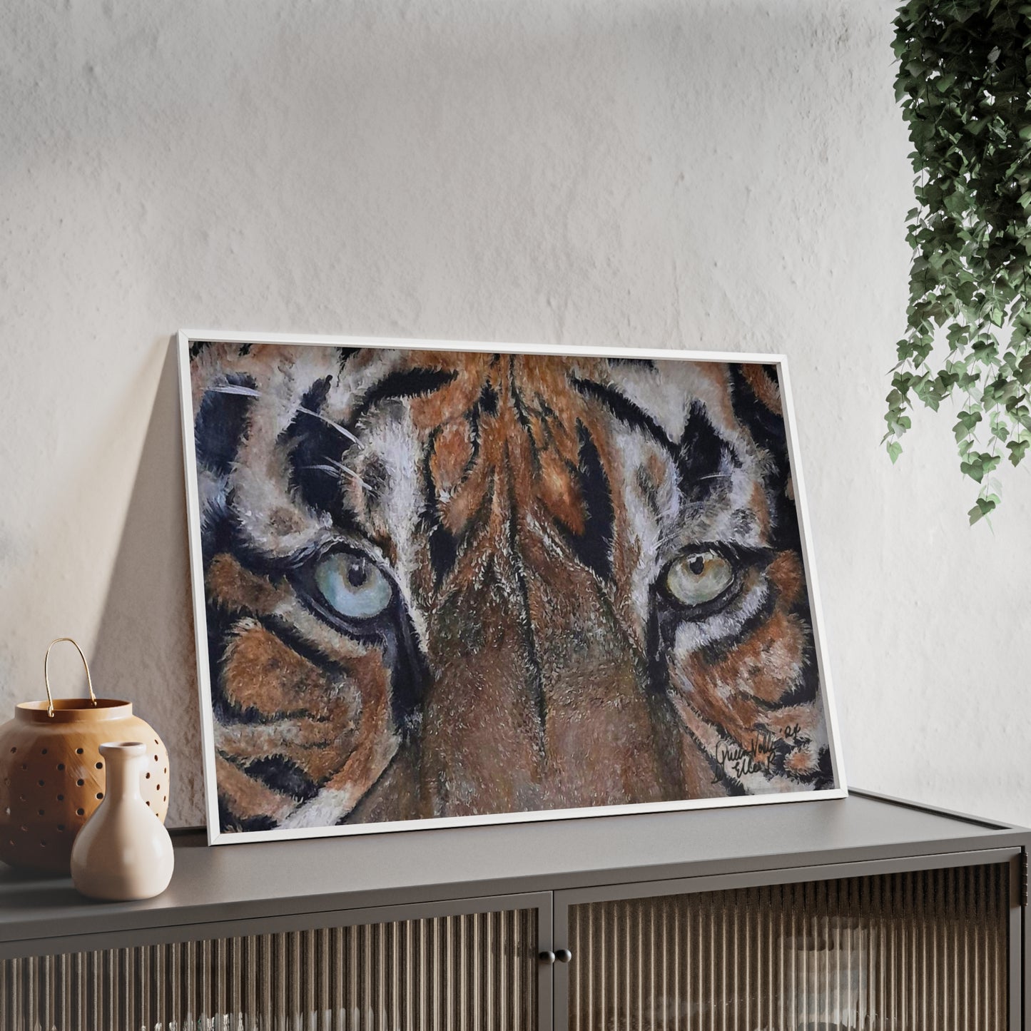 Majestic Tiger Poster with Wooden Frame, Animal Wall Art By QueenNoble