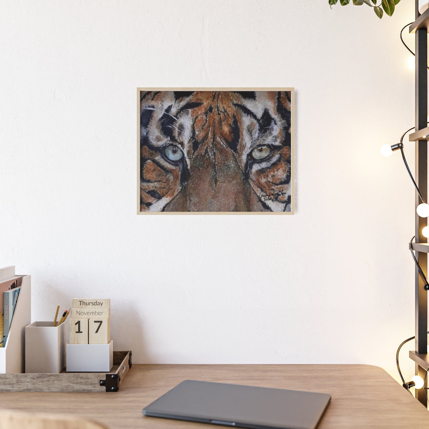 Majestic Tiger Poster with Wooden Frame, Animal Wall Art By QueenNoble