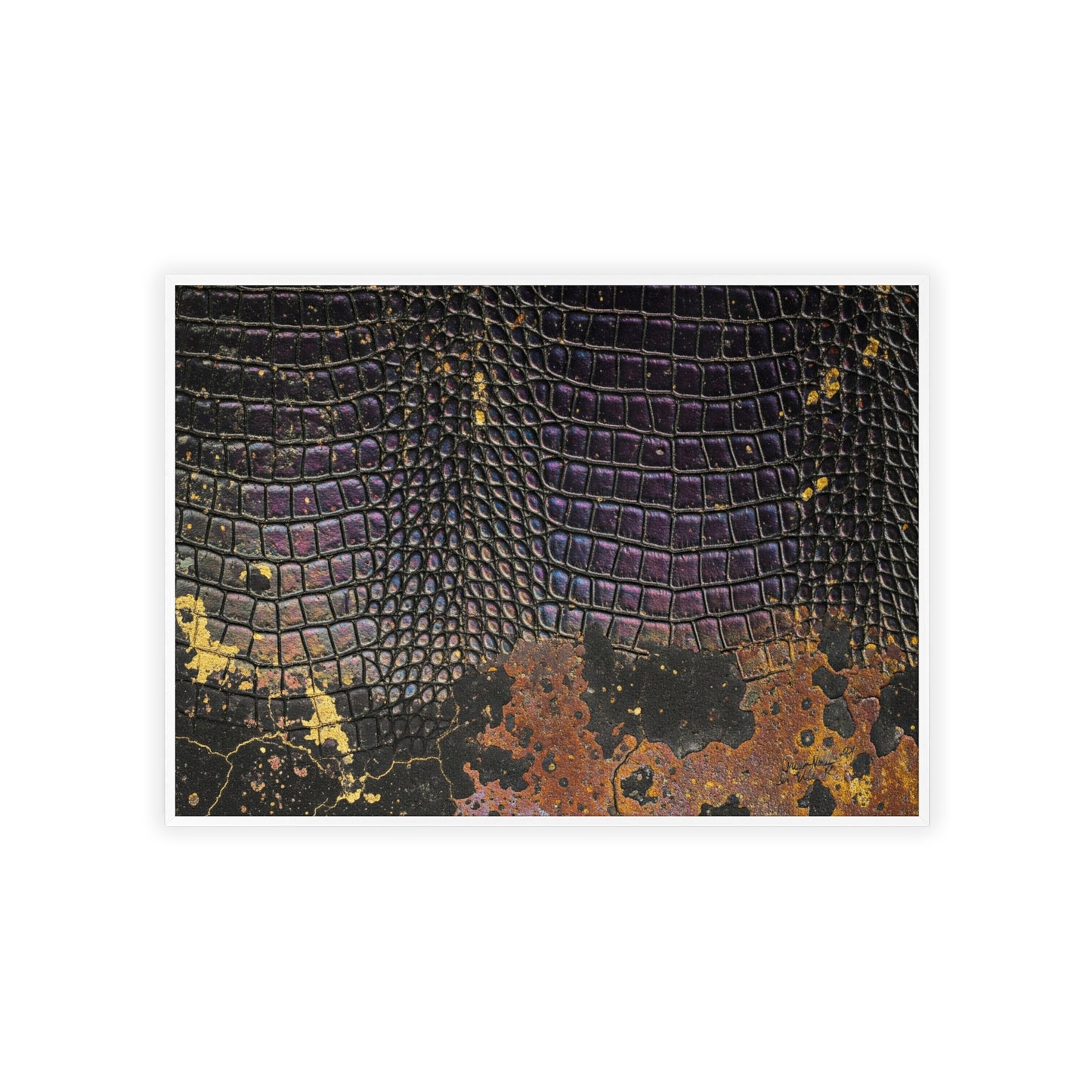 Purple Golden Crocodile Framed Poster Wall Art By QueenNoble