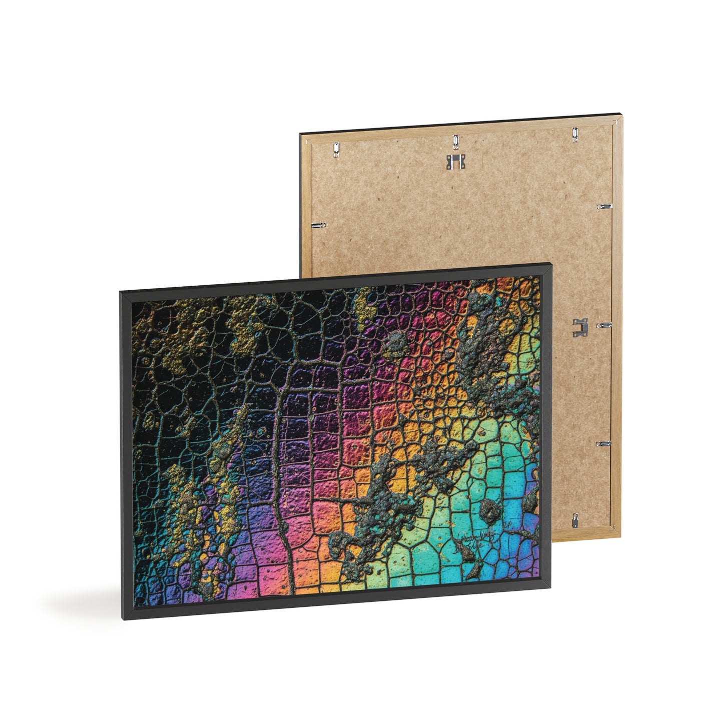 Rainbow Textured Art Poster with Wooden Frame Wall Art By QueenNoble