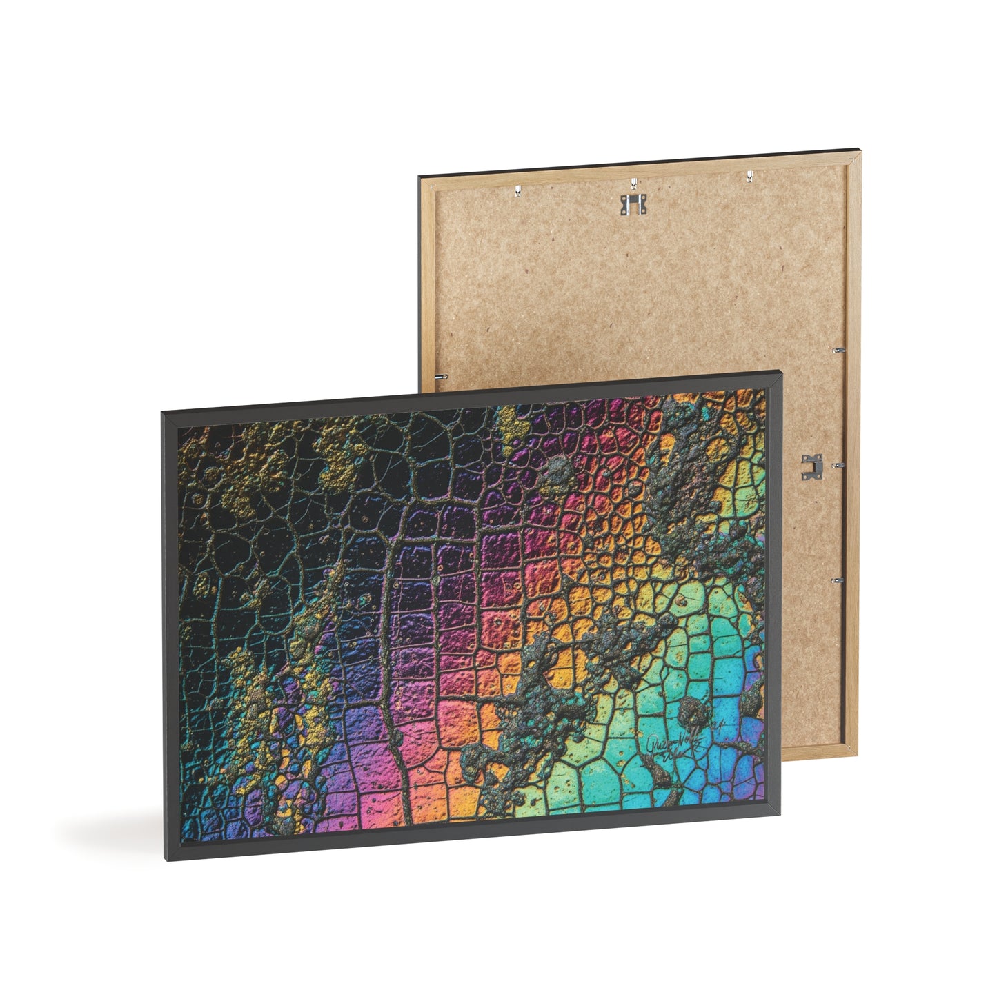 Rainbow Textured Art Poster with Wooden Frame Wall Art By QueenNoble